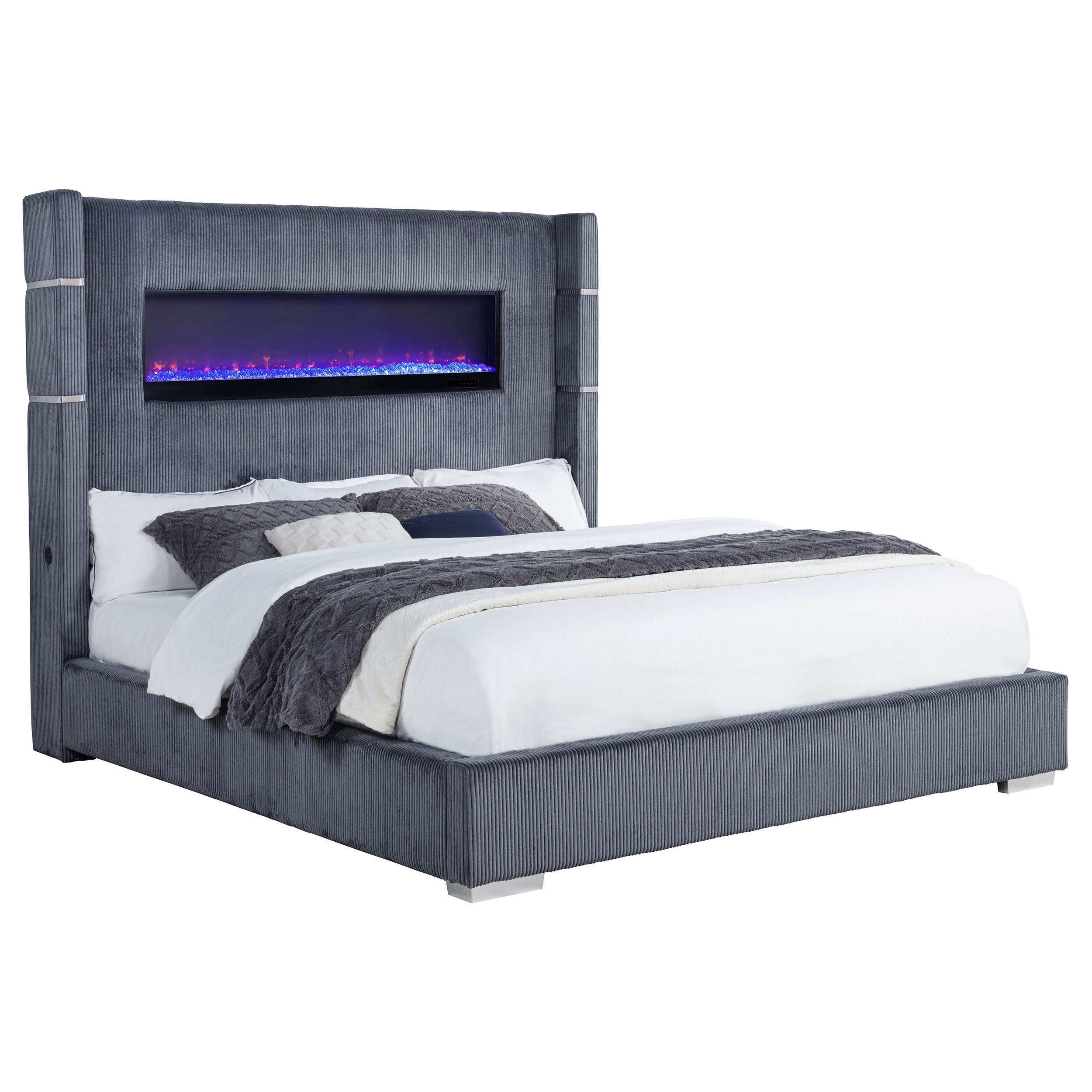 Tisdall Upholstered Flame Visualizer Wingback Bed