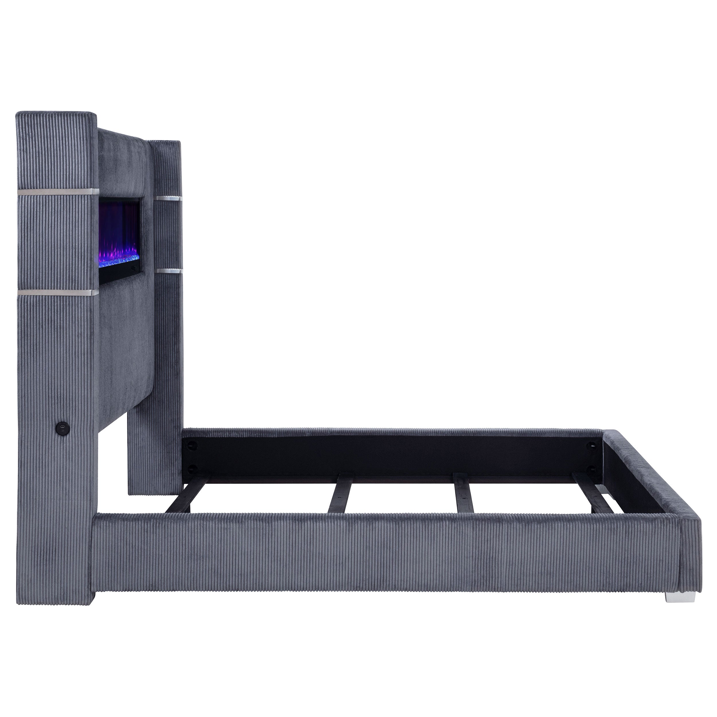 Tisdall Upholstered Flame Visualizer Wingback Bed