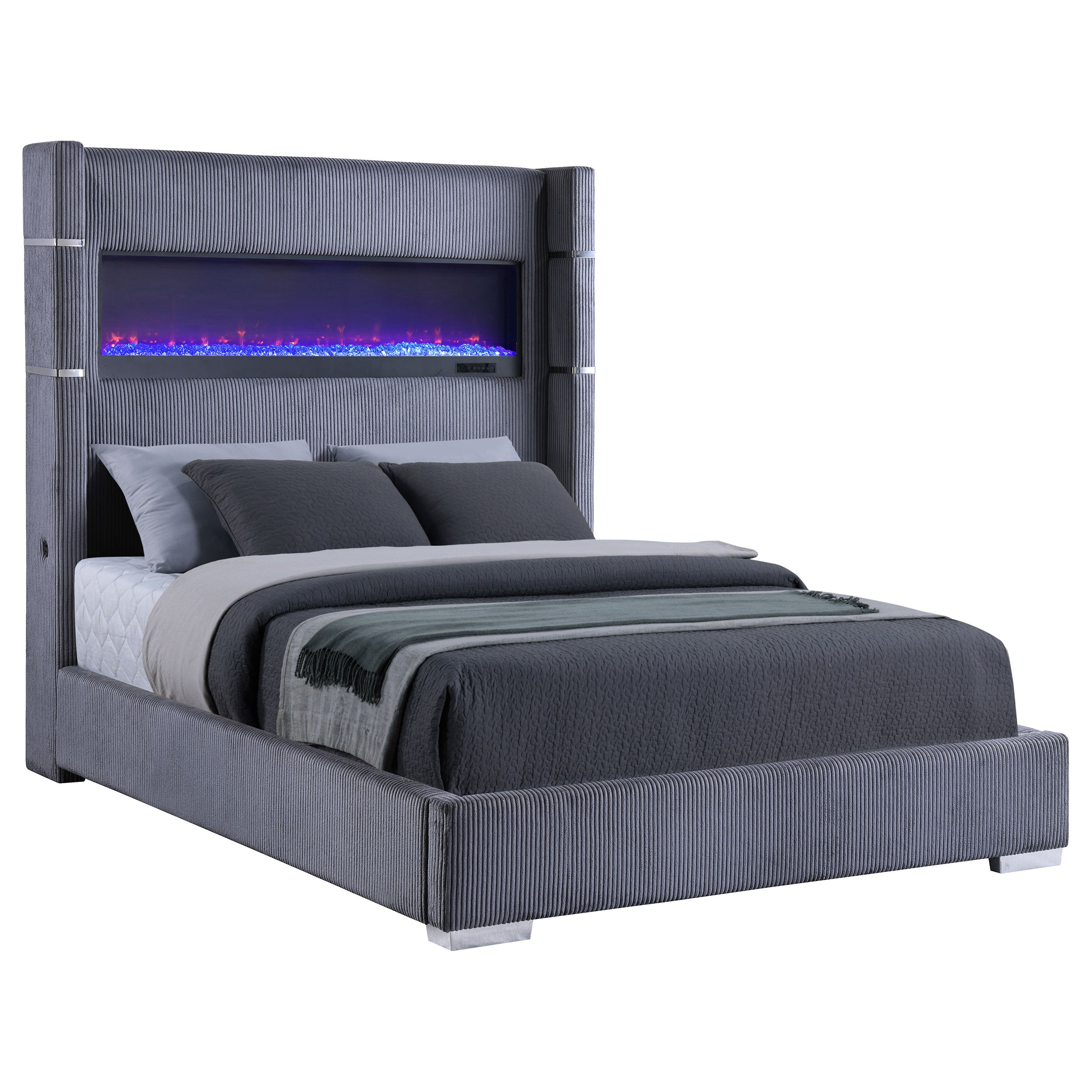 Tisdall Upholstered Flame Visualizer Wingback Bed
