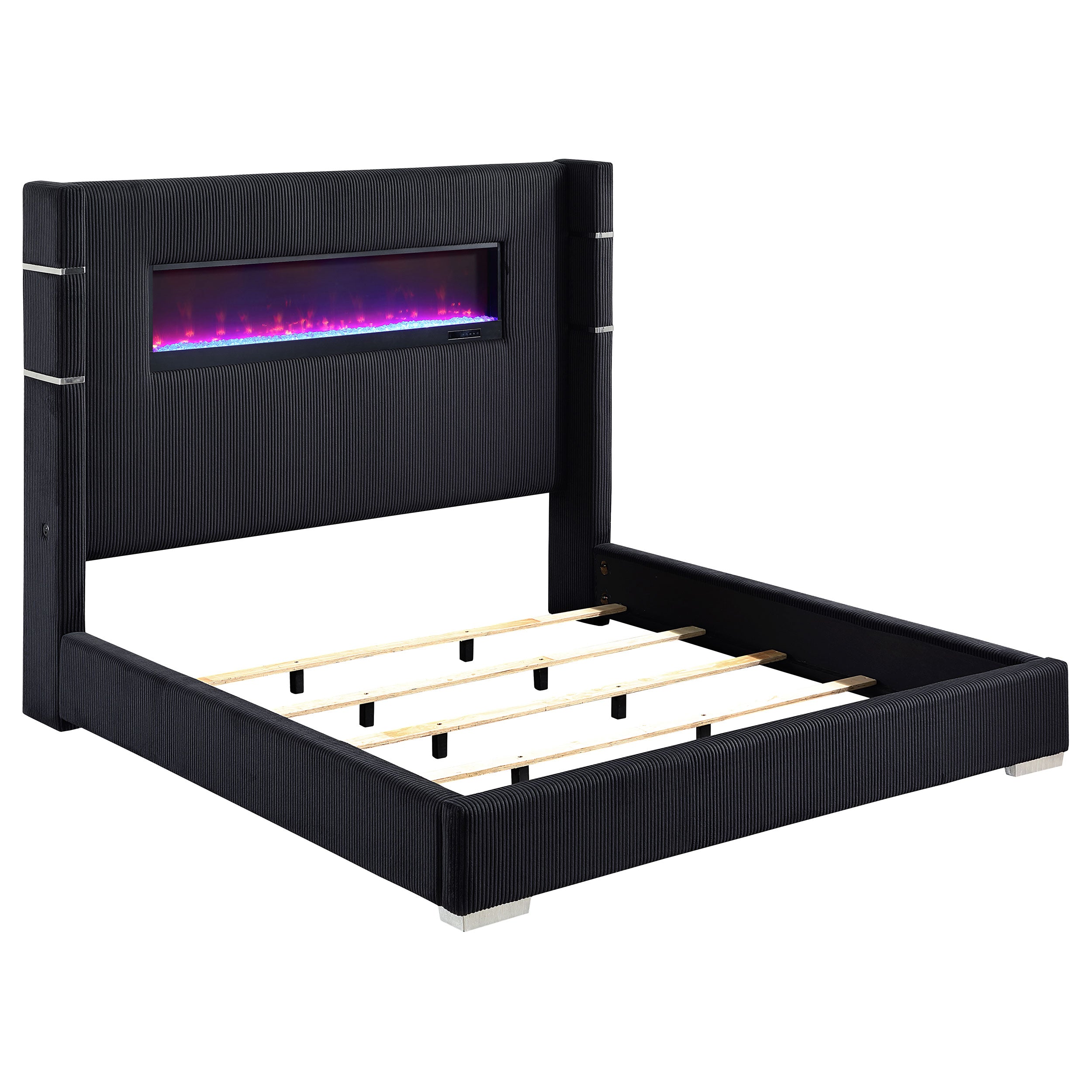 Tisdall Upholstered Flame Visualizer Wingback Bed
