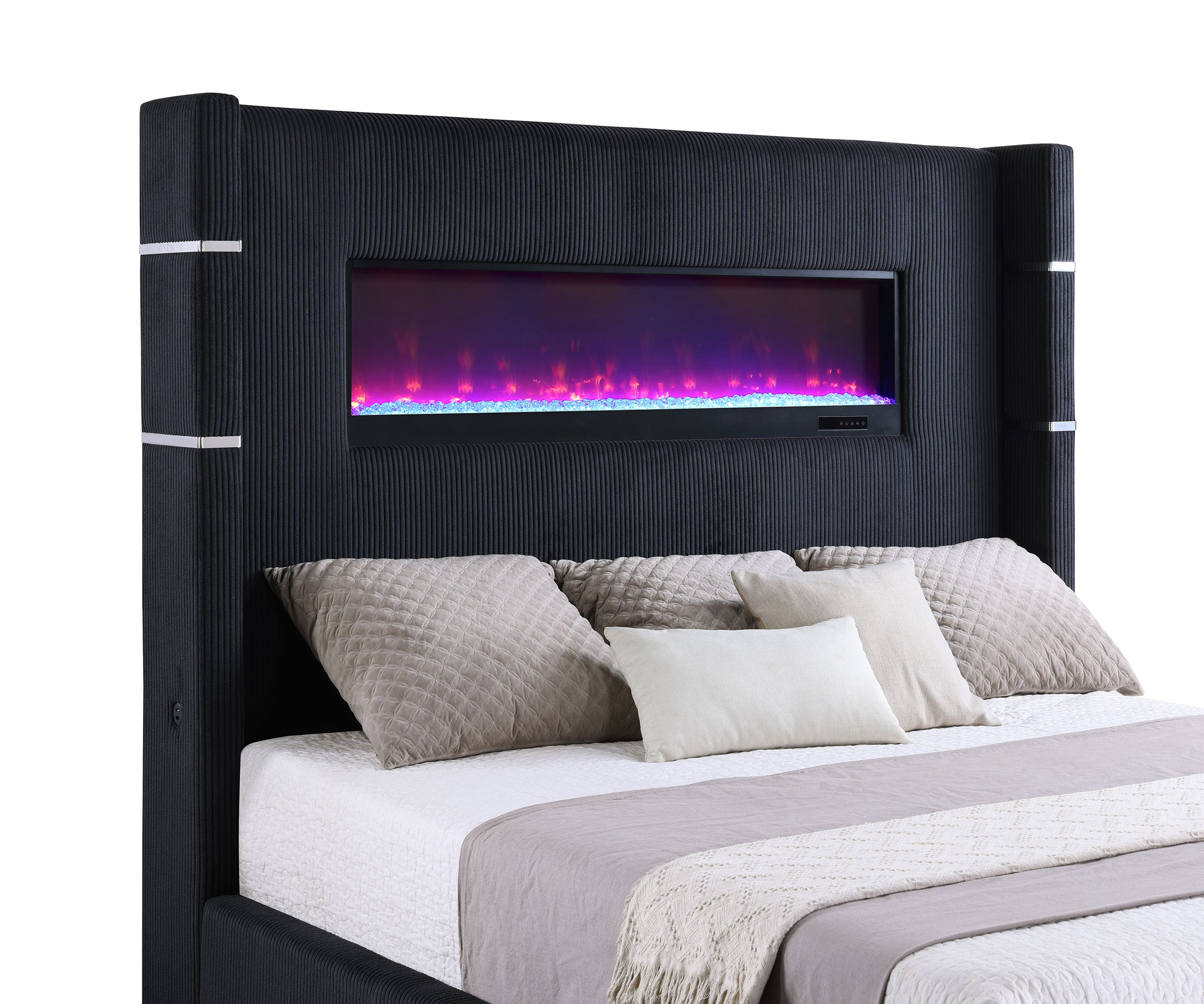 Tisdall Upholstered Flame Visualizer Wingback Bed