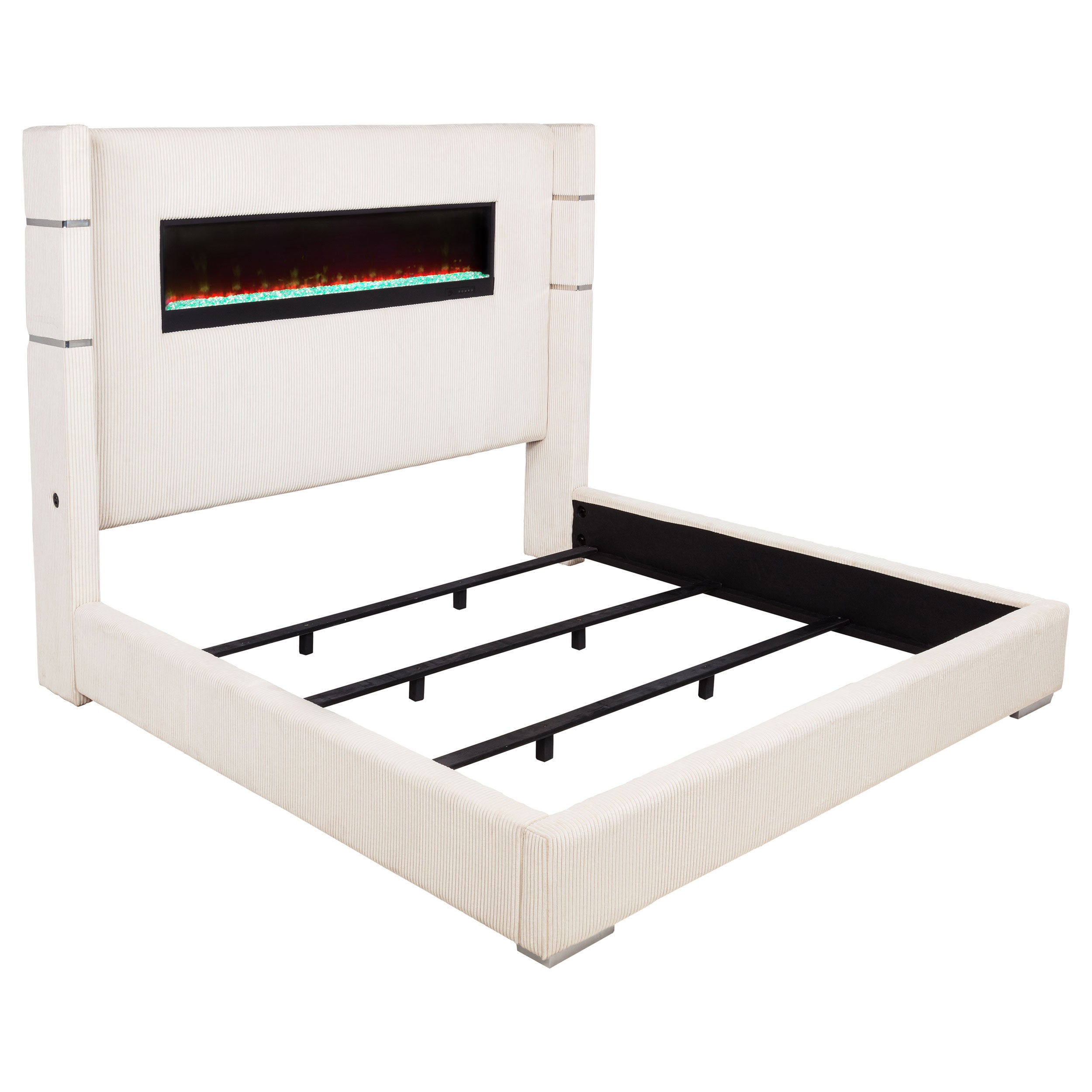 Tisdall Upholstered Flame Visualizer Wingback Bed
