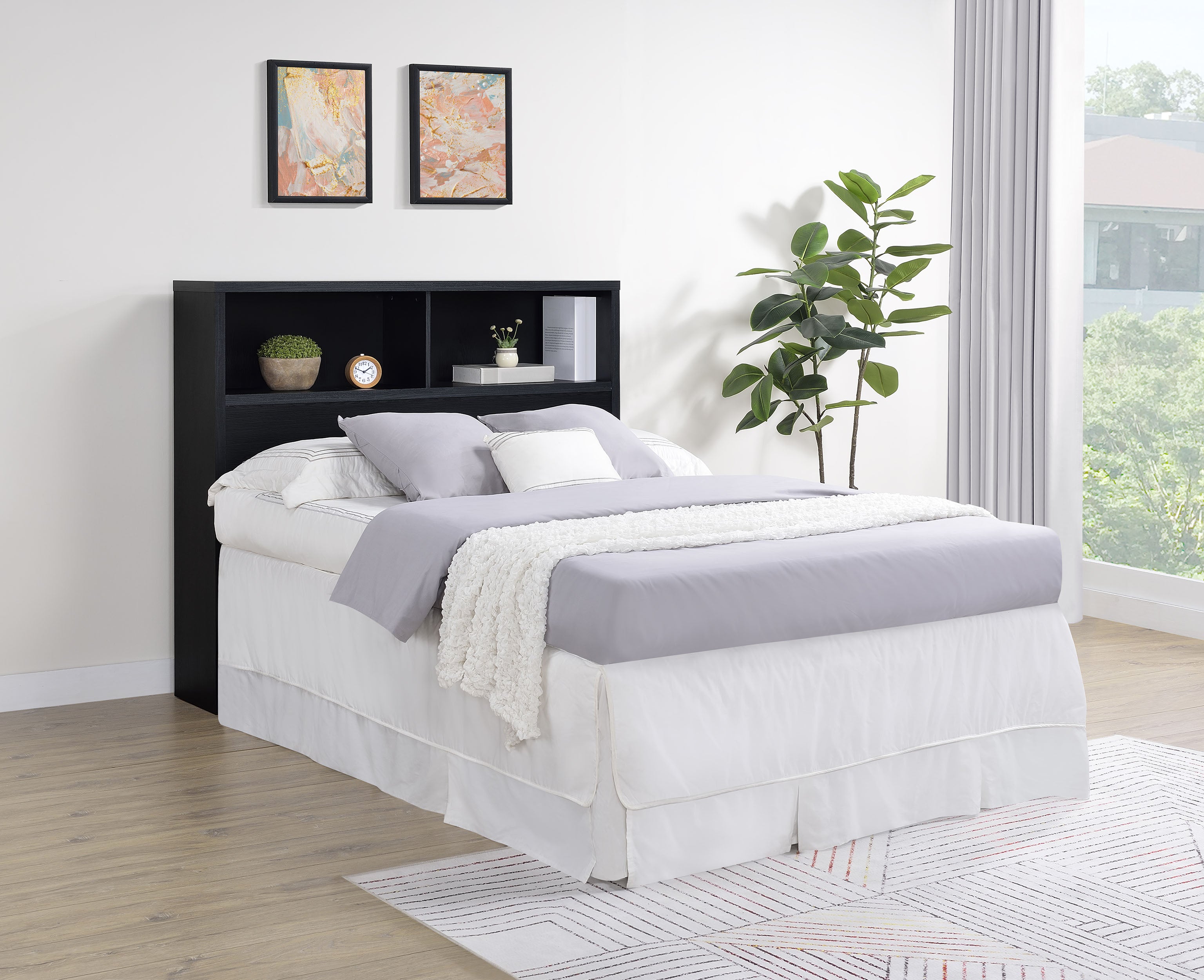 Westpark 49-inch Queen Bookcase Headboard Black