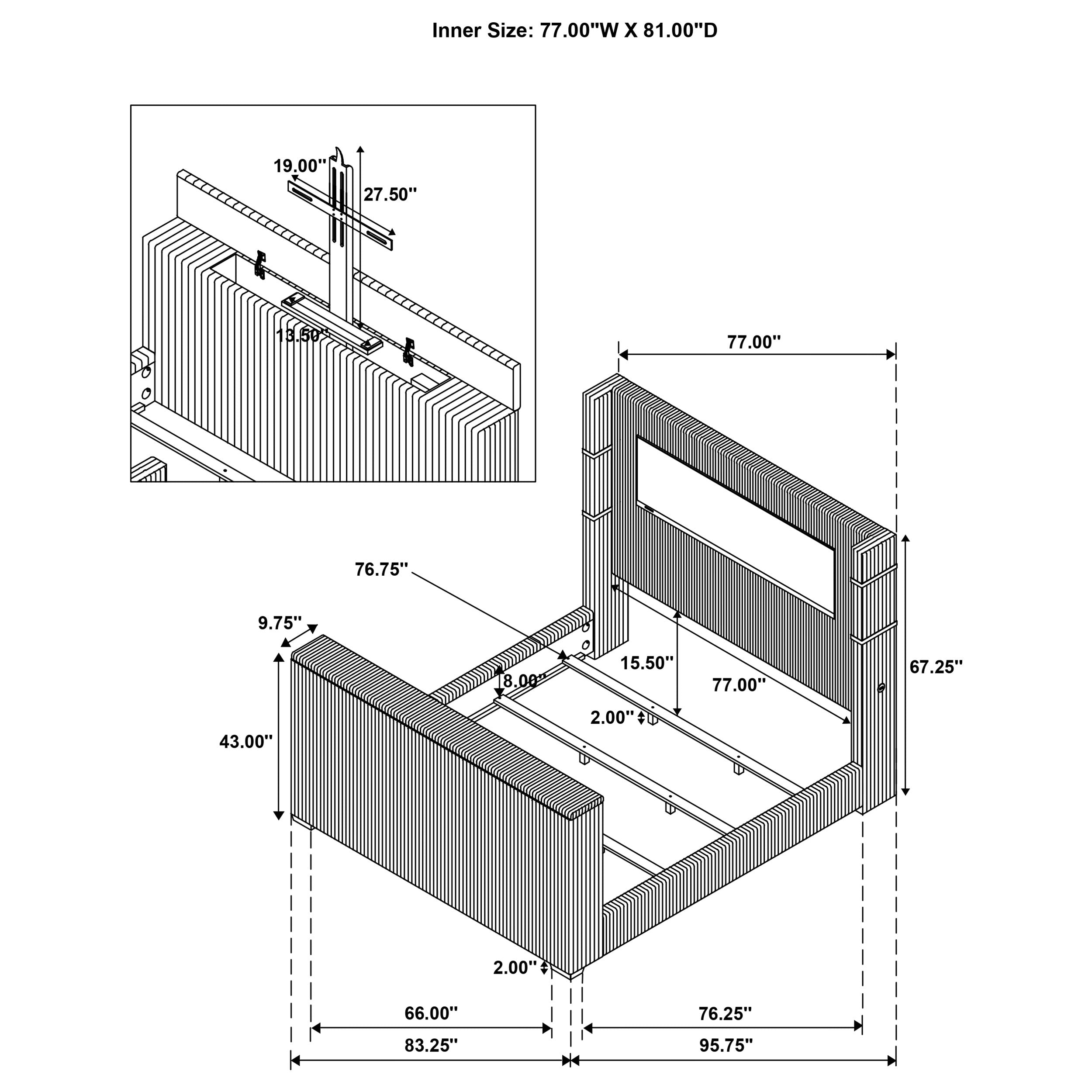 Tisdall Flame Visualizer Wingback TV Bed