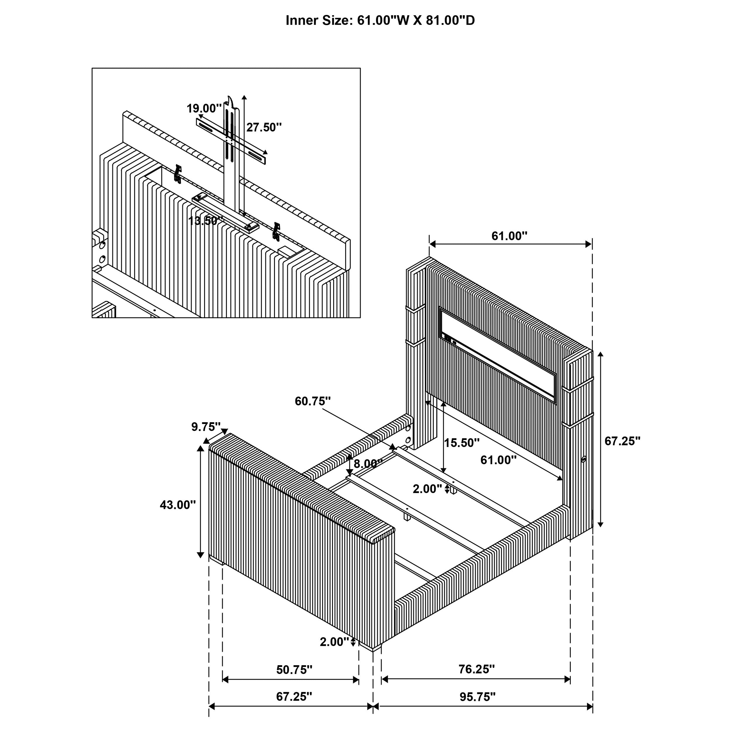 Tisdall Flame Visualizer Wingback TV Bed