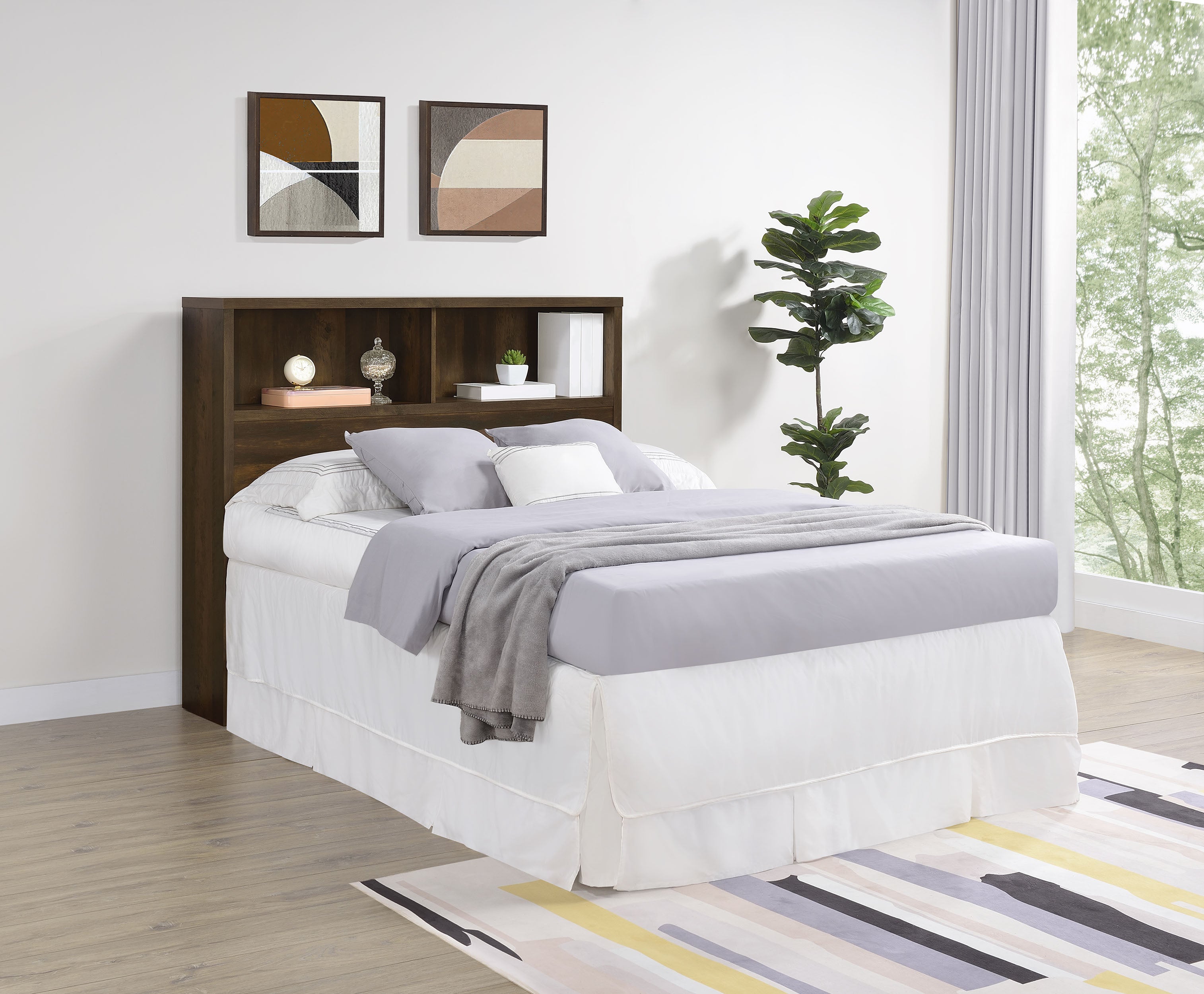 Westpark 49-inch Queen Bookcase Headboard Dark Pine