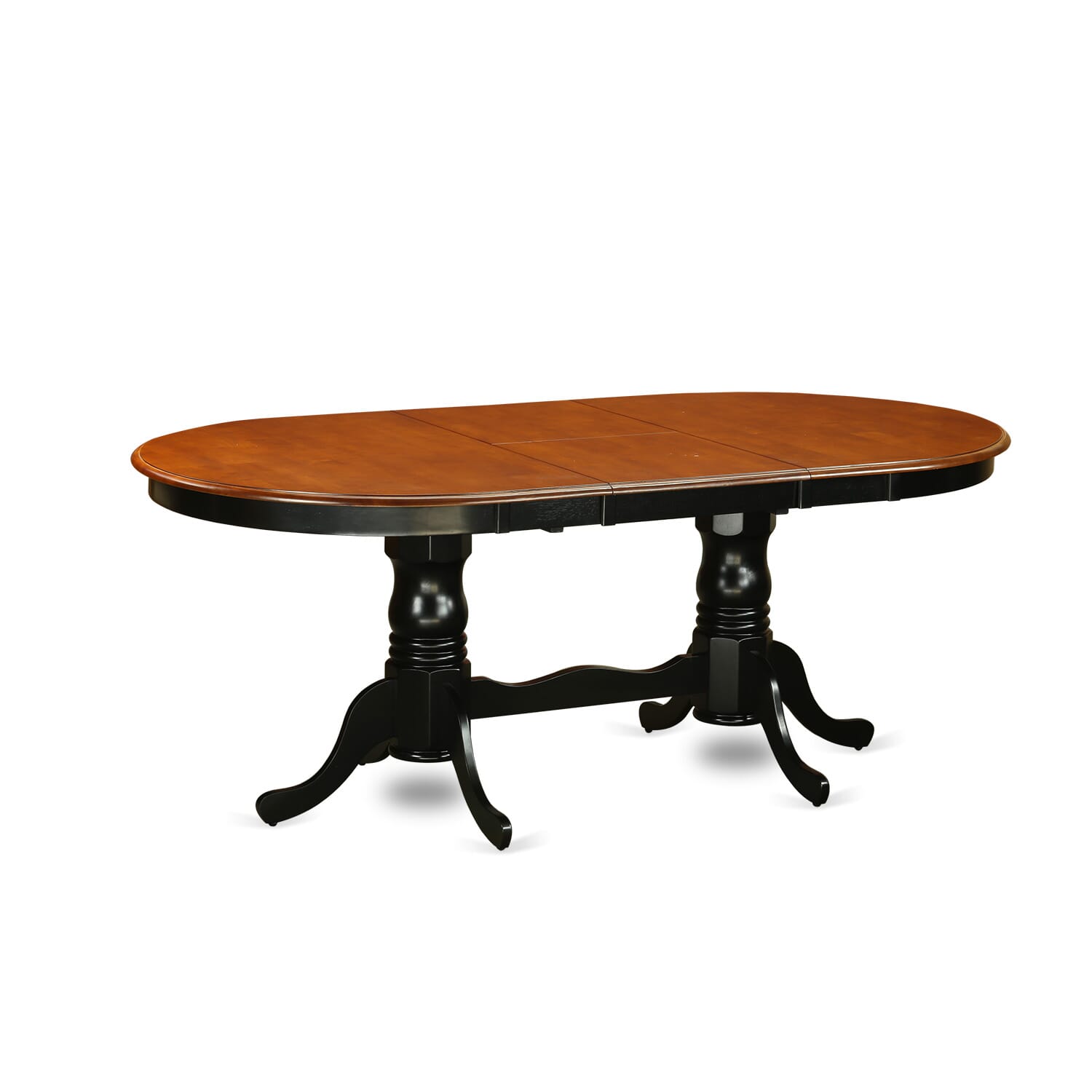 7 Pc Oval Dining room Table with Leaf and Leatherette Seat Chairs in Black / Cherry
