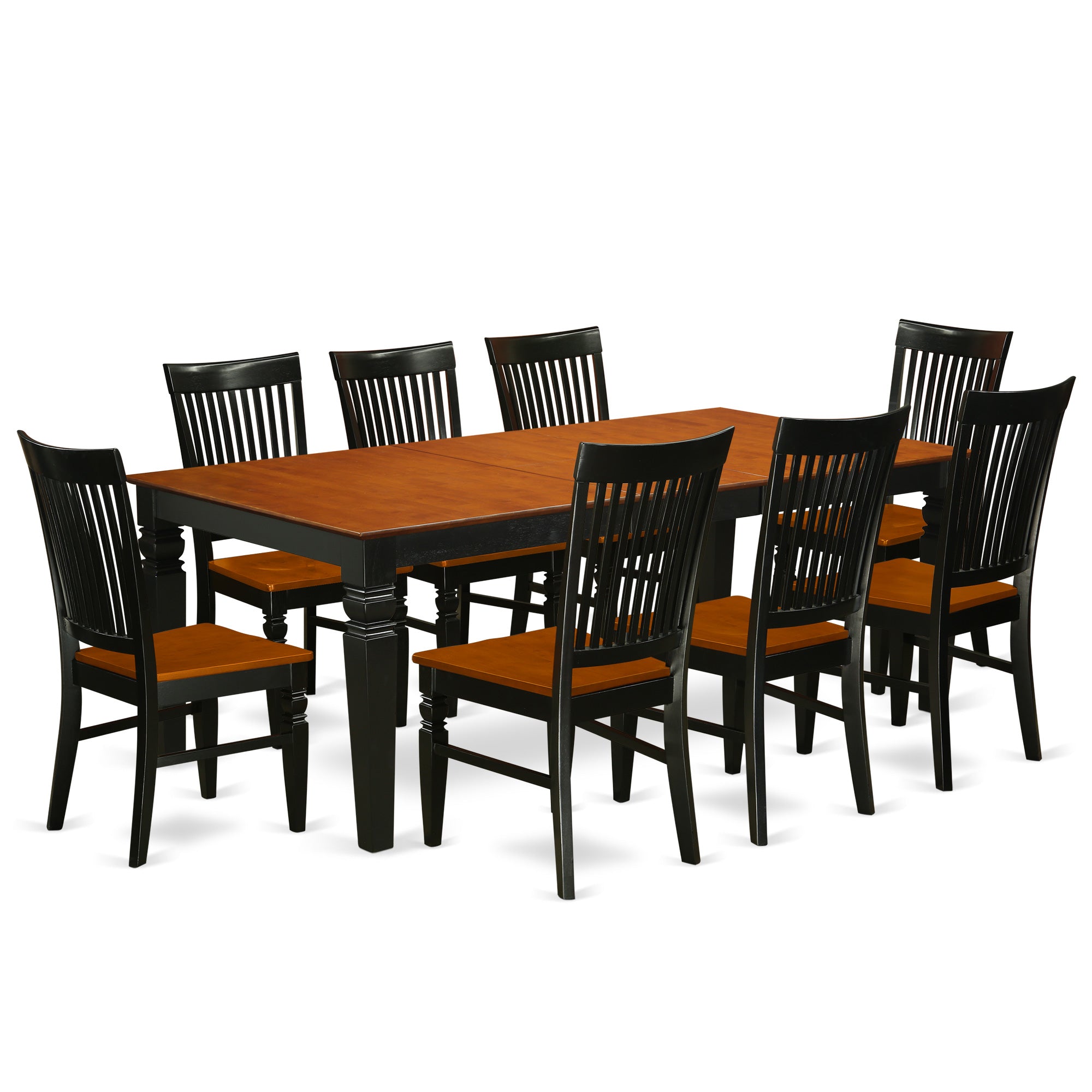 LGWE9-BCH-W 9 Pc Kitchen table set with a Dining Table and 8 Wood Seat Dining Chairs in Buttermilk and Cherry