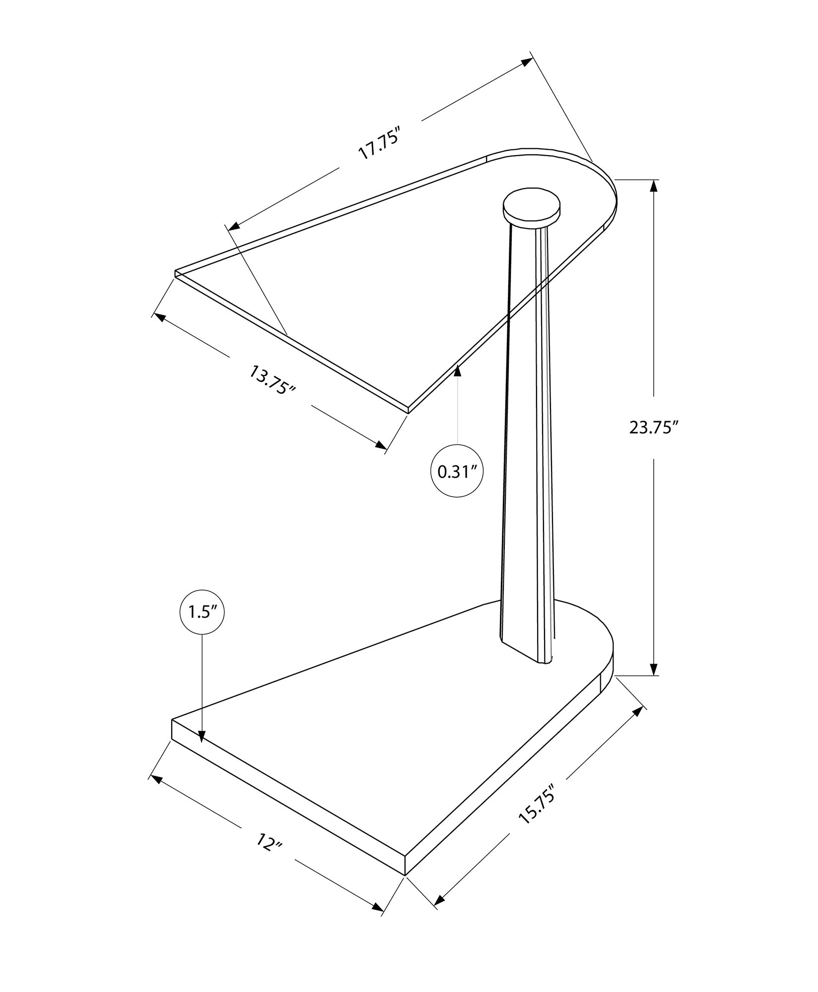 Accent Table Top with Tempered Glass In Glossy Black and Silver Finish