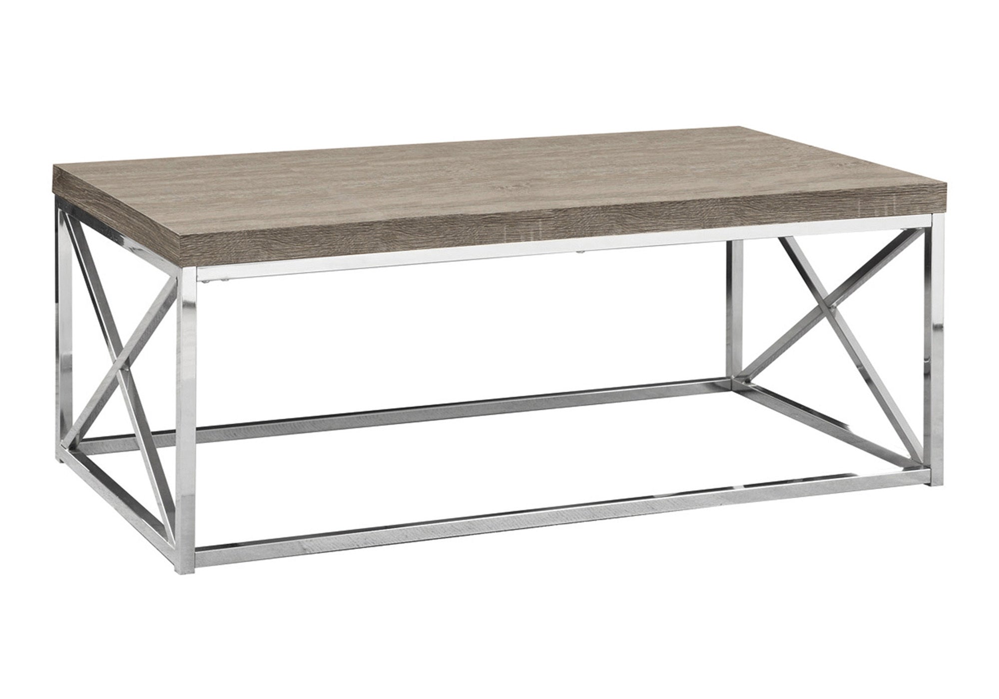 Modern Dark Taupe X Design Coffee Table With Metal Base