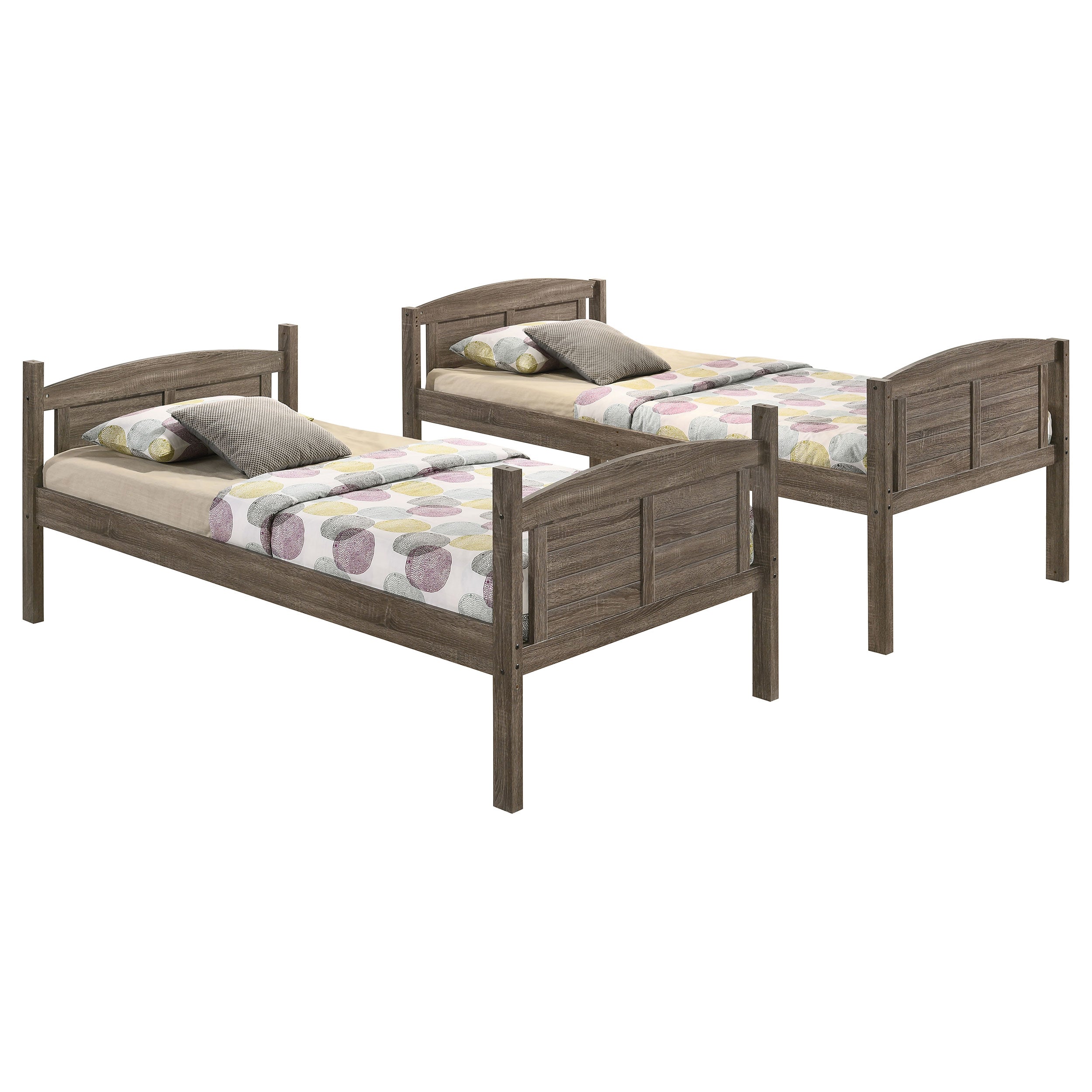Flynn Wood Twin Over Twin Bunk Bed - Weathered Brown