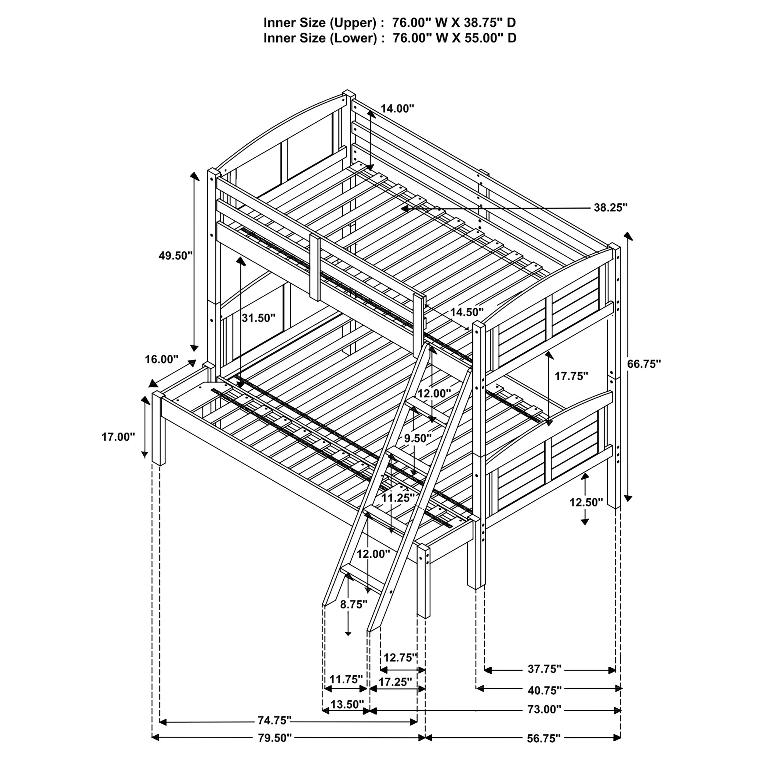 Flynn Wood Twin Over Full Bunk Bed