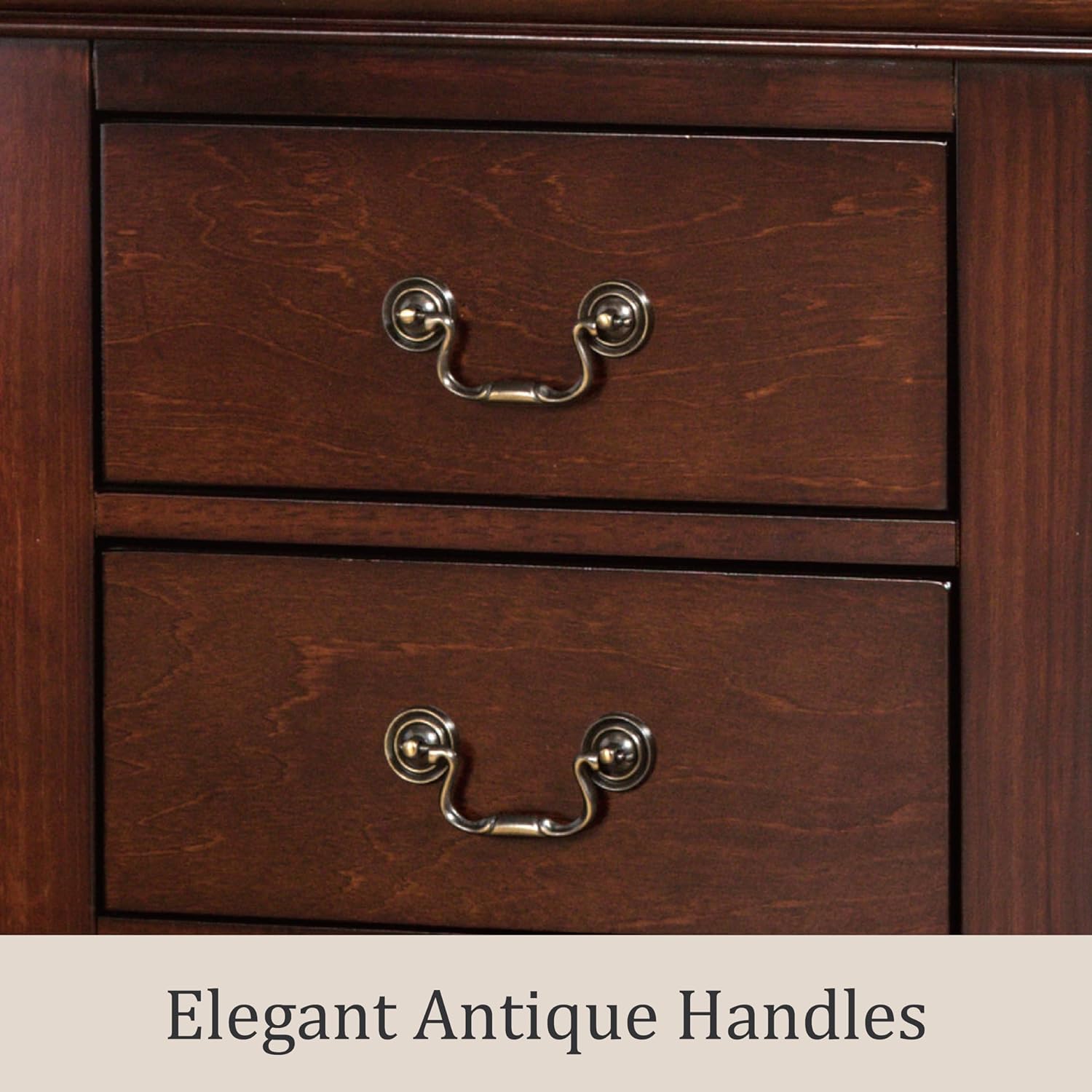 Louis Phillipe Wood 2-Drawer Nightstand in Cherry (Set of 2)