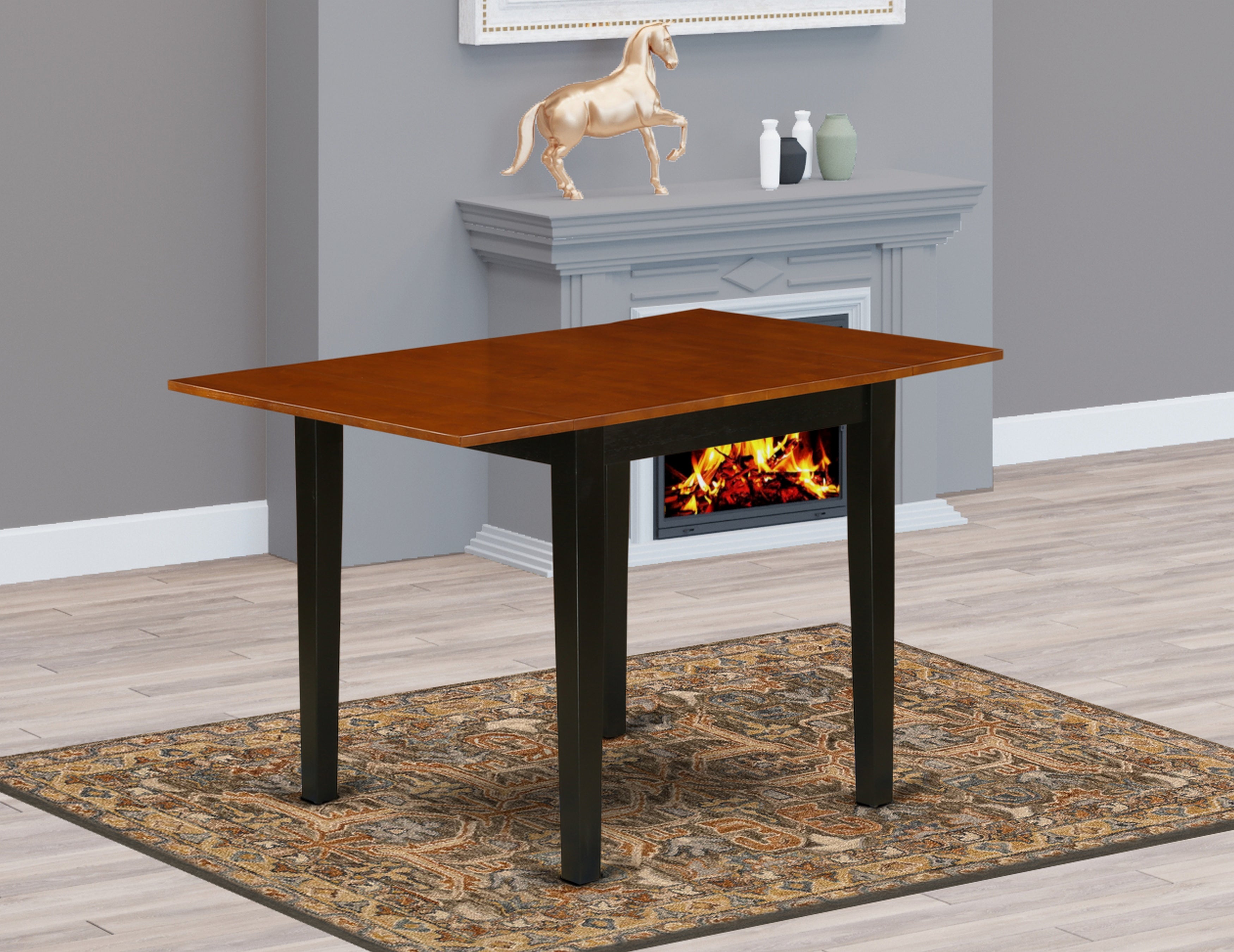 NDT-BCH-T Norden Rectangular Table 30"X48" With 2 Drop Leaves In Black & Cherry Finish