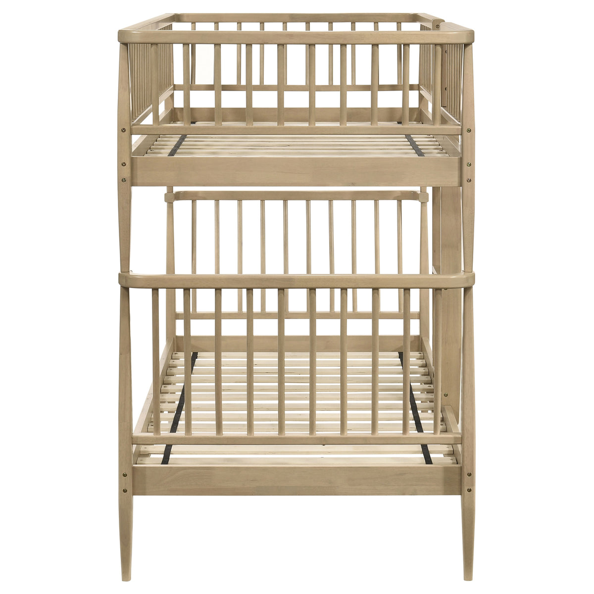 Abram Windsor Twin Over Twin Wood Bunk Bed with Ladder Almond