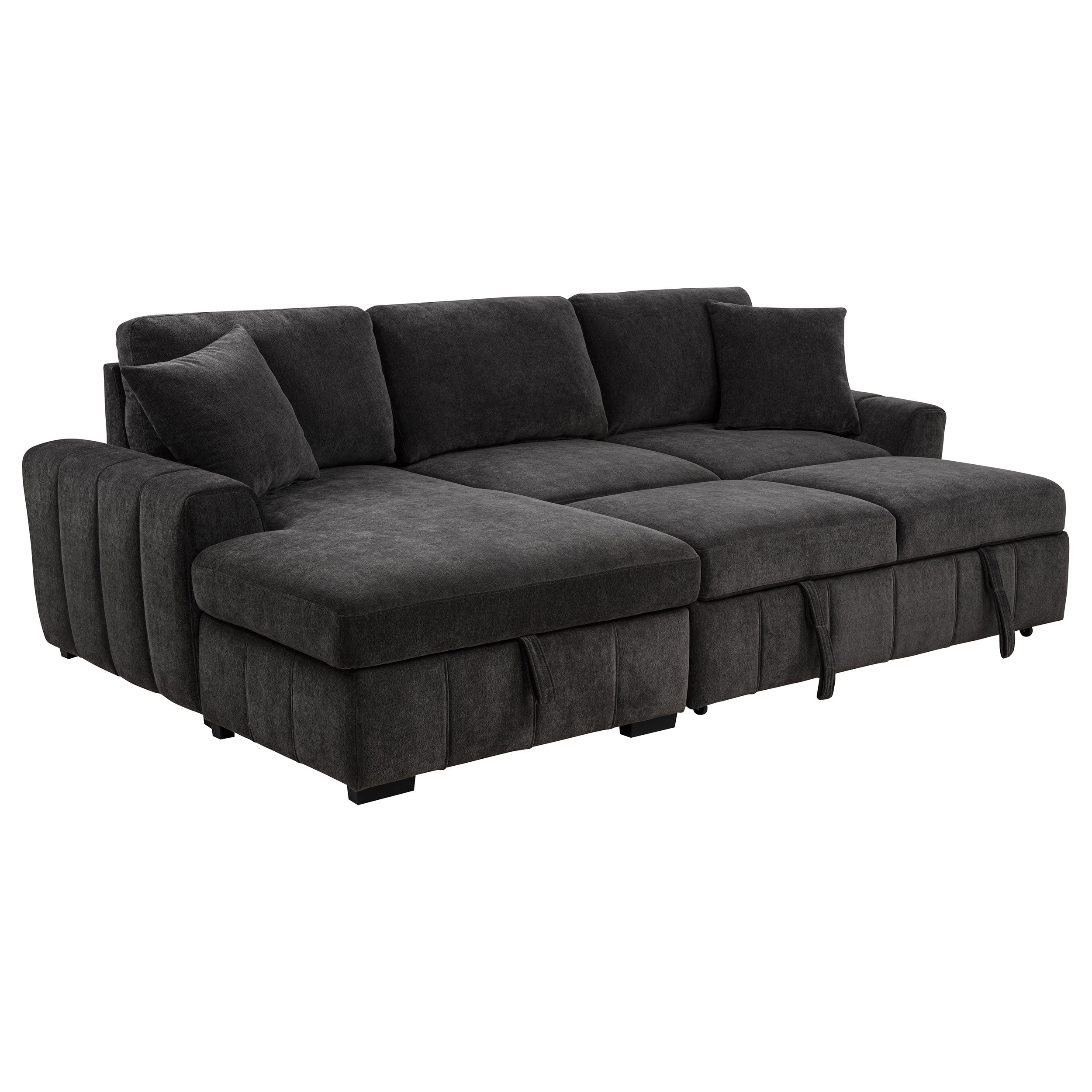 Pastrana Sleeper Sectional Sofa - Charcoal Grey