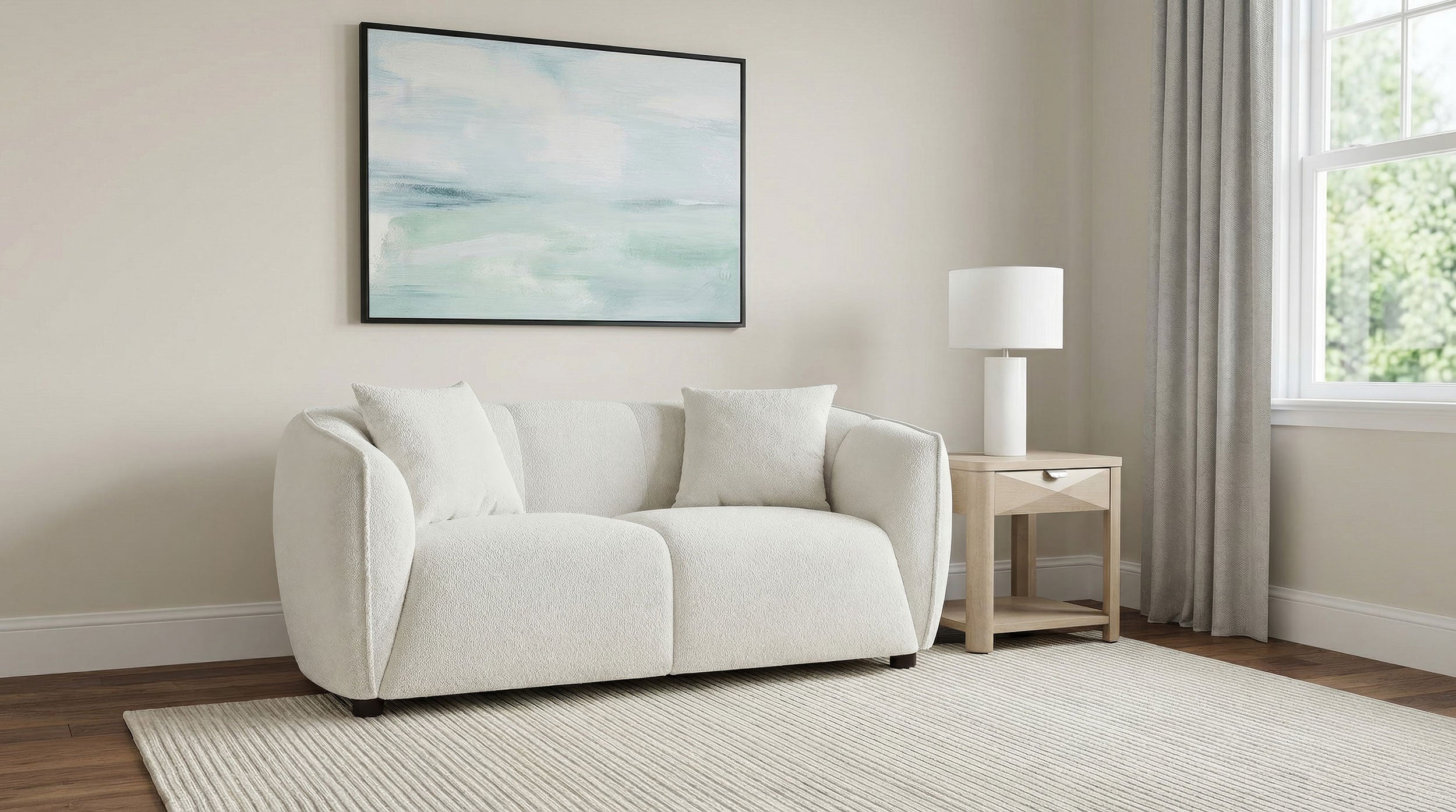 Aleisha Fabric Upholstered Loveseat Sand