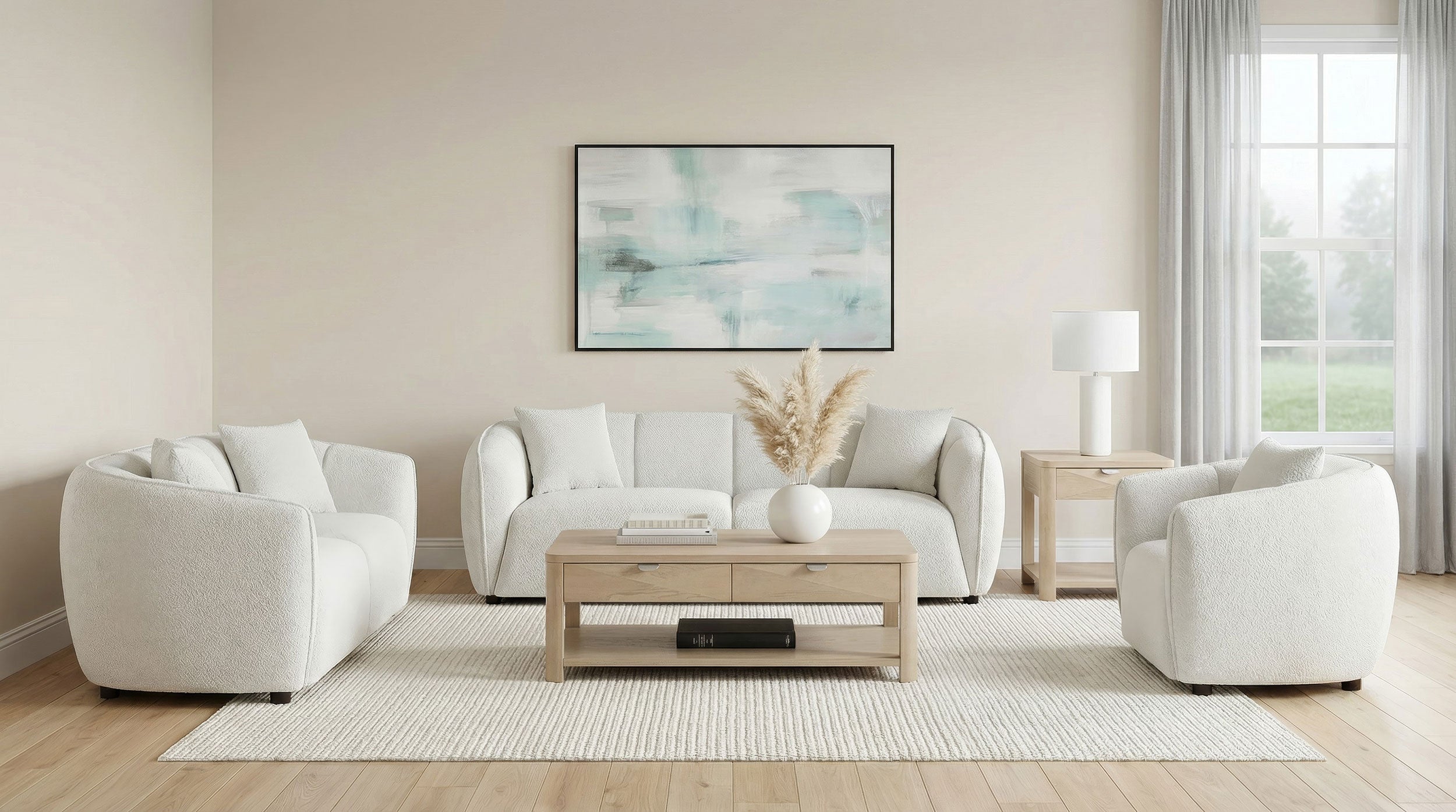 Aleisha Fabric Upholstered Loveseat Sand