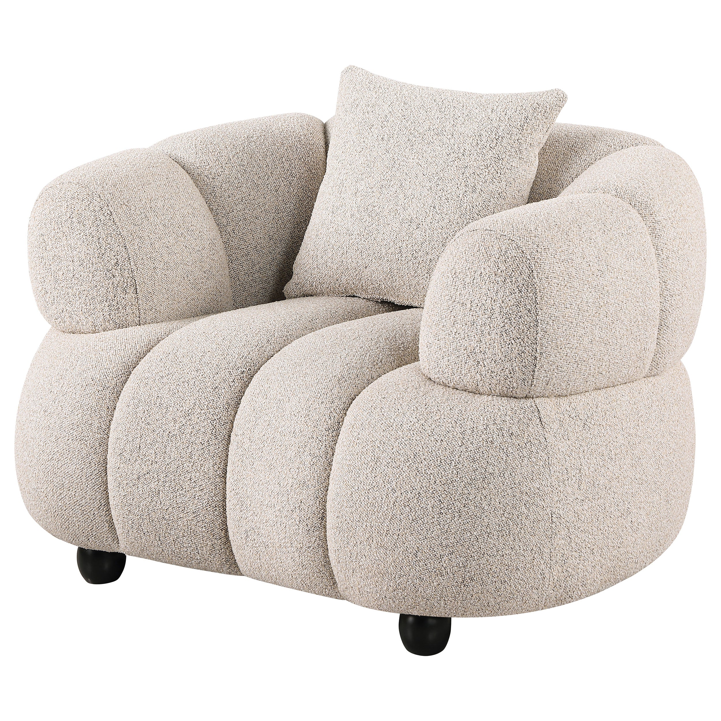 Whitney Contemporary Channel Tufted Woven Fabric Upholstered Accent Chair In pebble