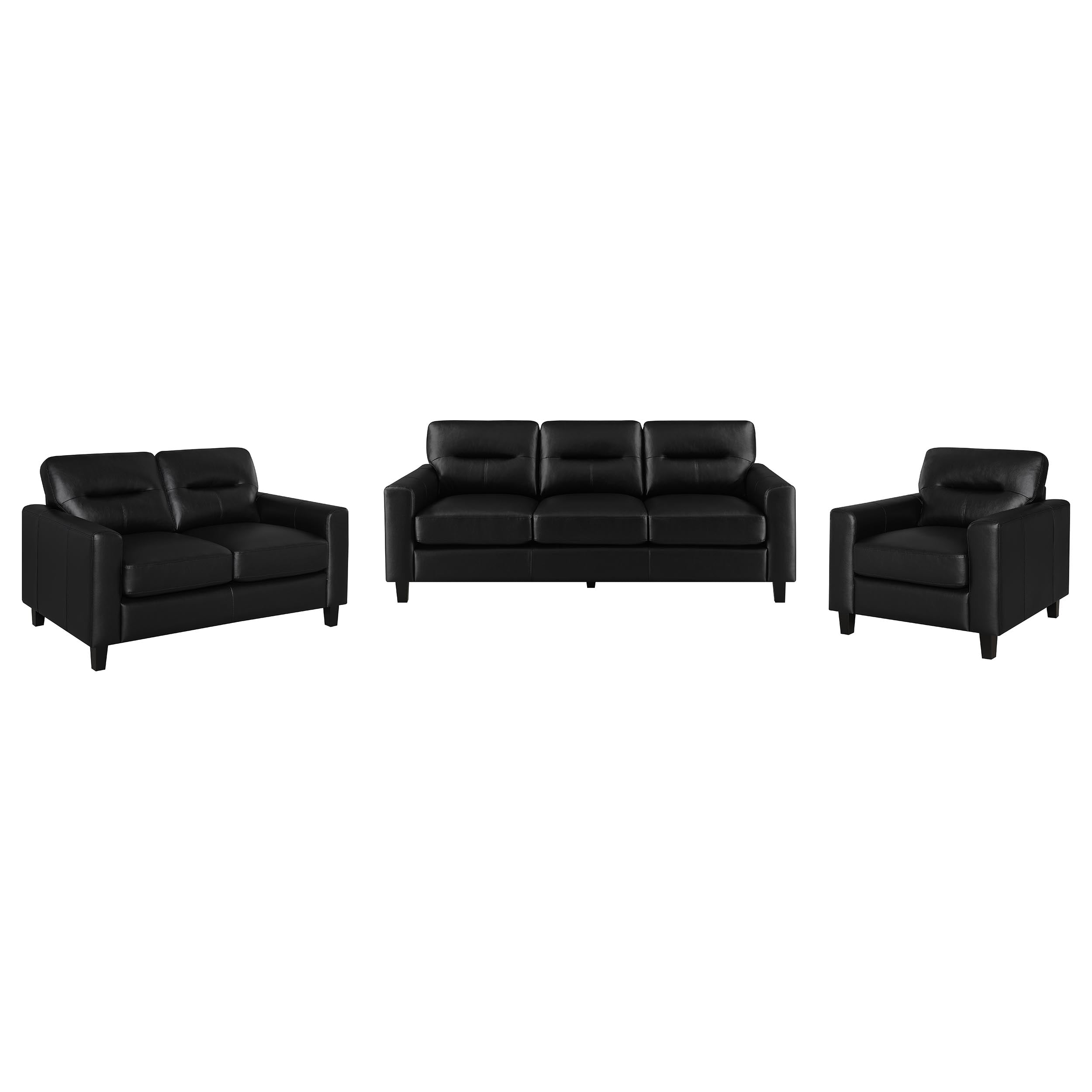 Scotland Sofa Set - 3 Piece - Black