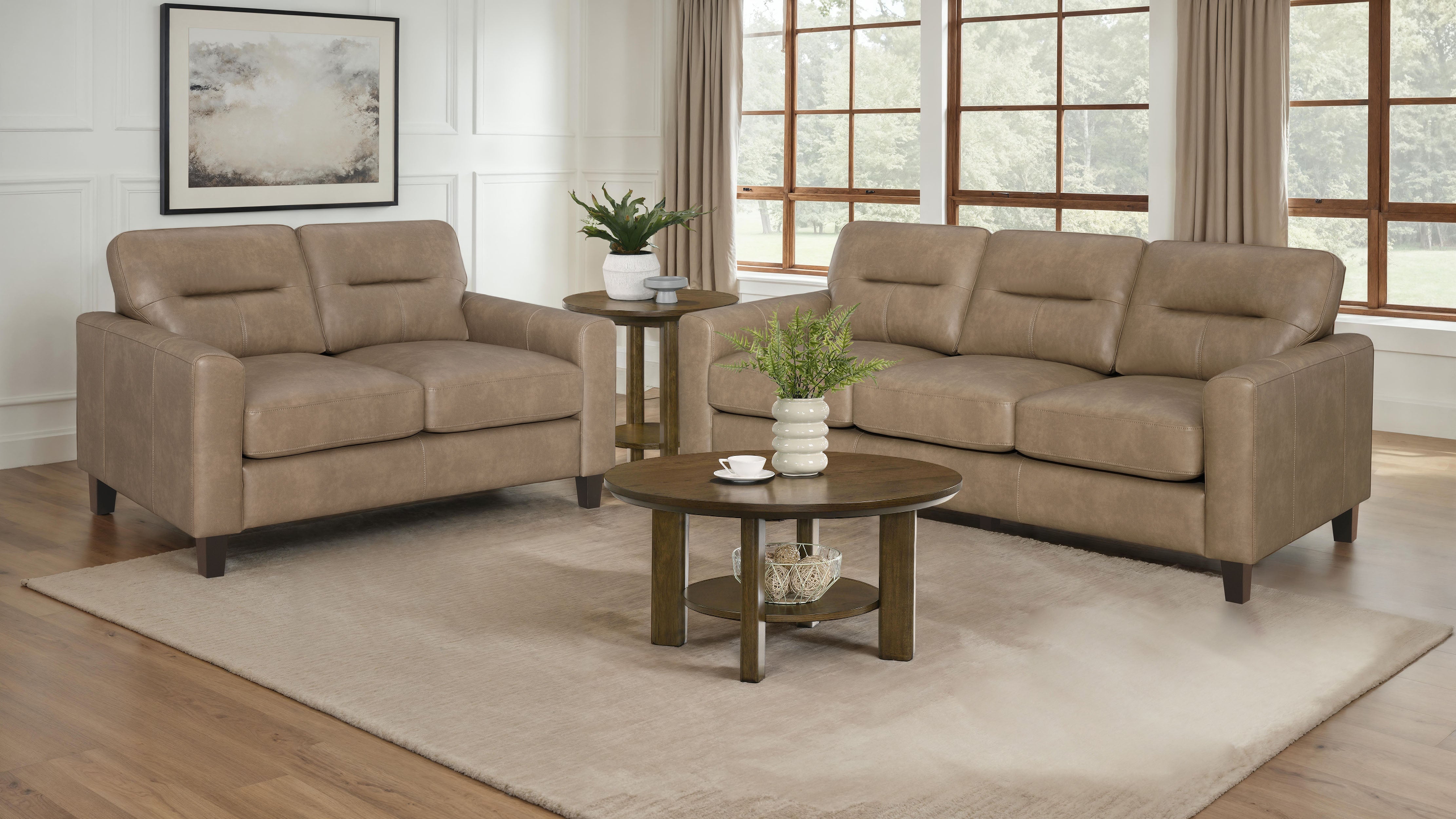 Scotland Sofa Set - 2 Piece - Brown