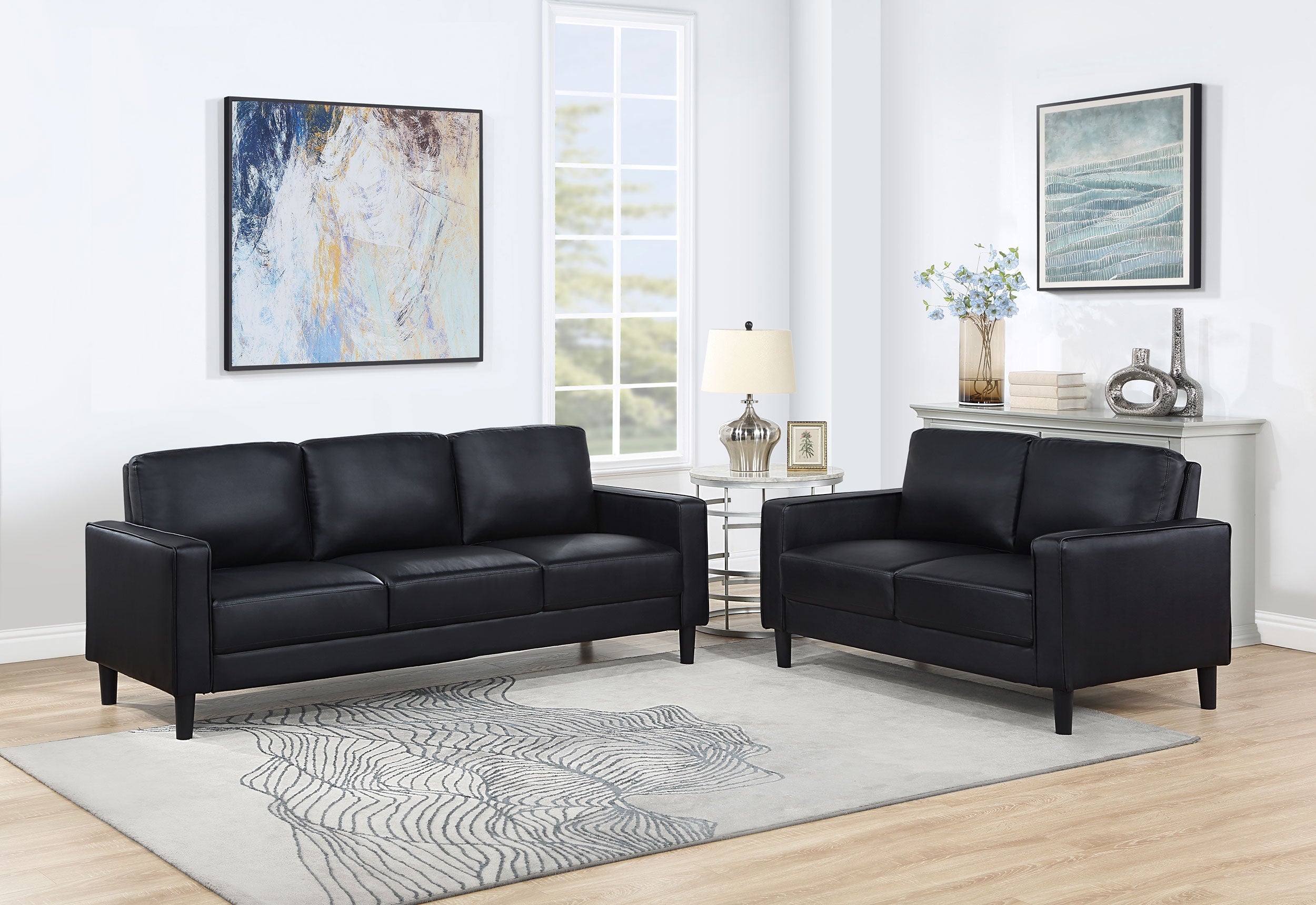 Ruth Sofa Set - 2 Piece - Black