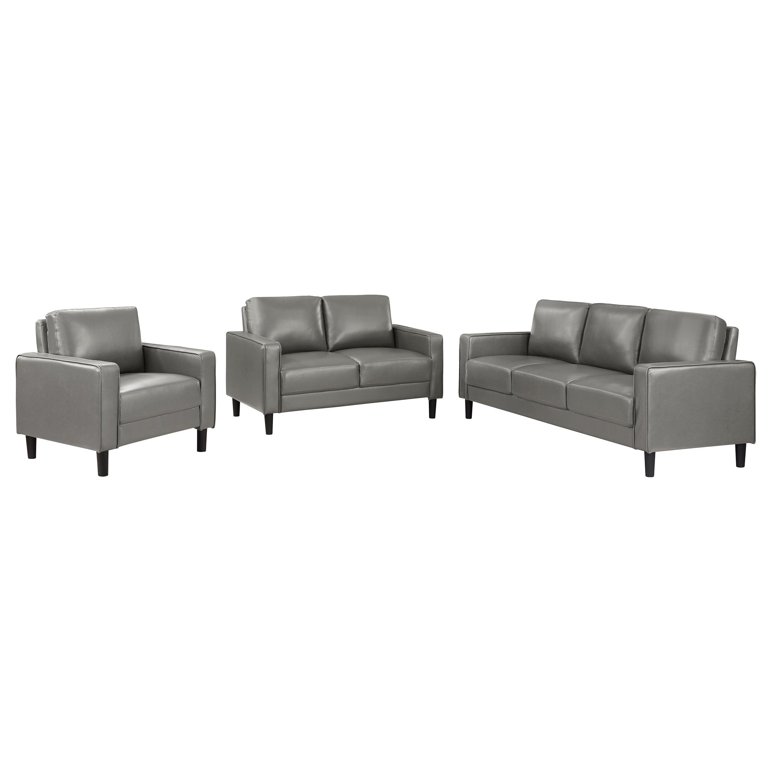 Ruth 3-piece Fabric Upholstered Track Arm Sofa Set Grey