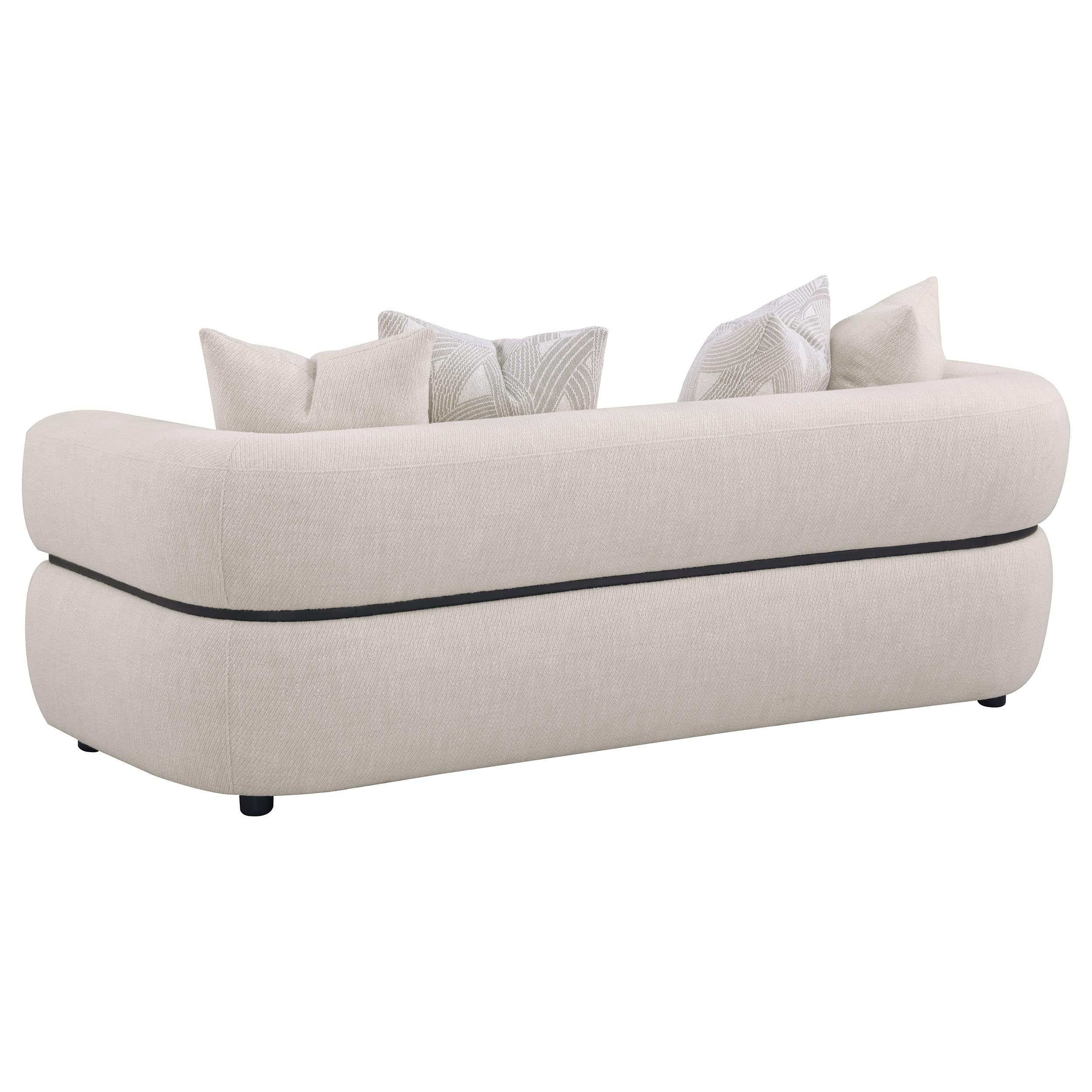 Jeanette 3-piece Fabric Upholstered Round Arm Sofa Set In Beige