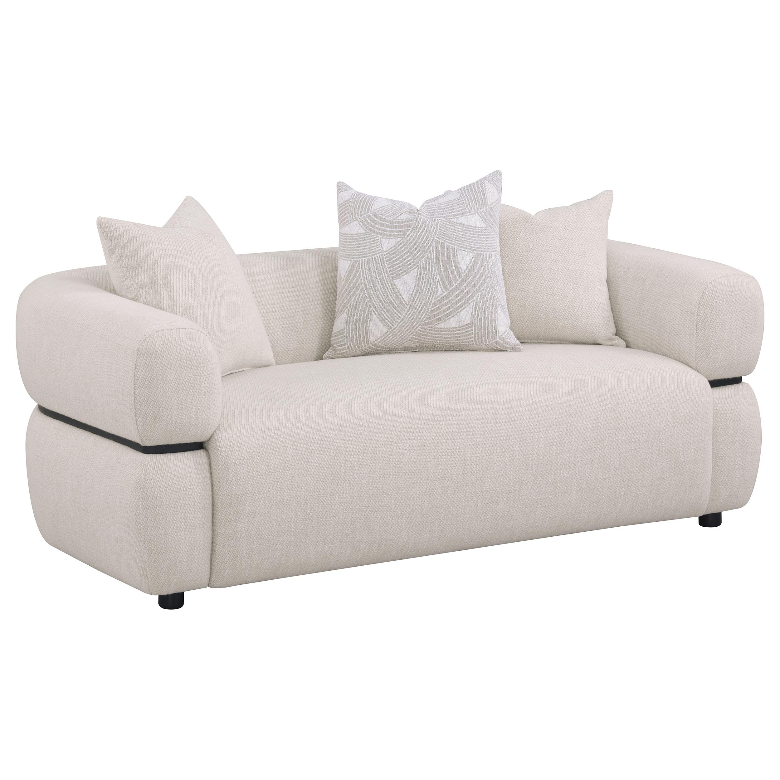 Jeanette 3-piece Fabric Upholstered Round Arm Sofa Set In Beige