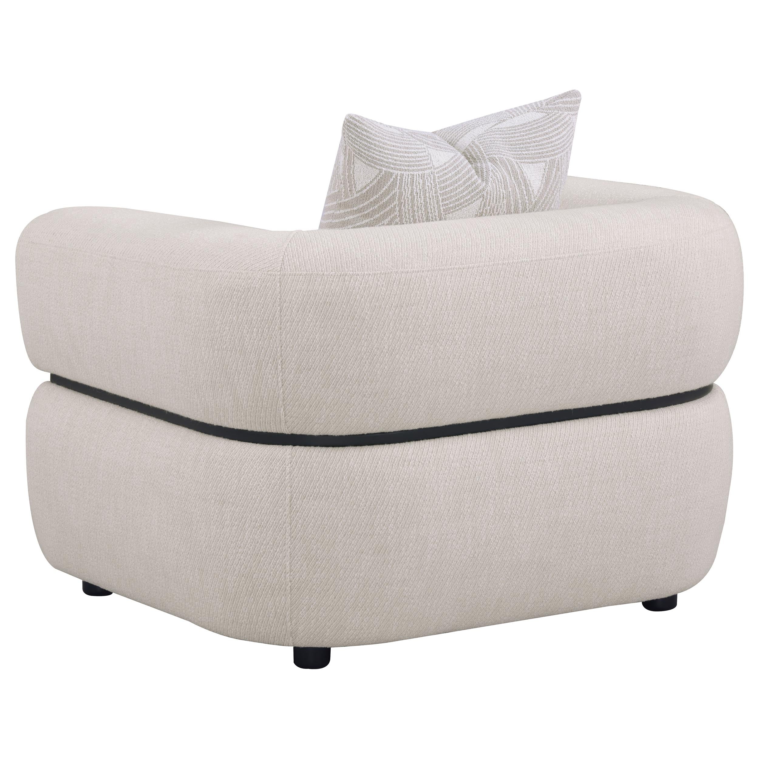 Jeanette 3-piece Fabric Upholstered Round Arm Sofa Set In Beige