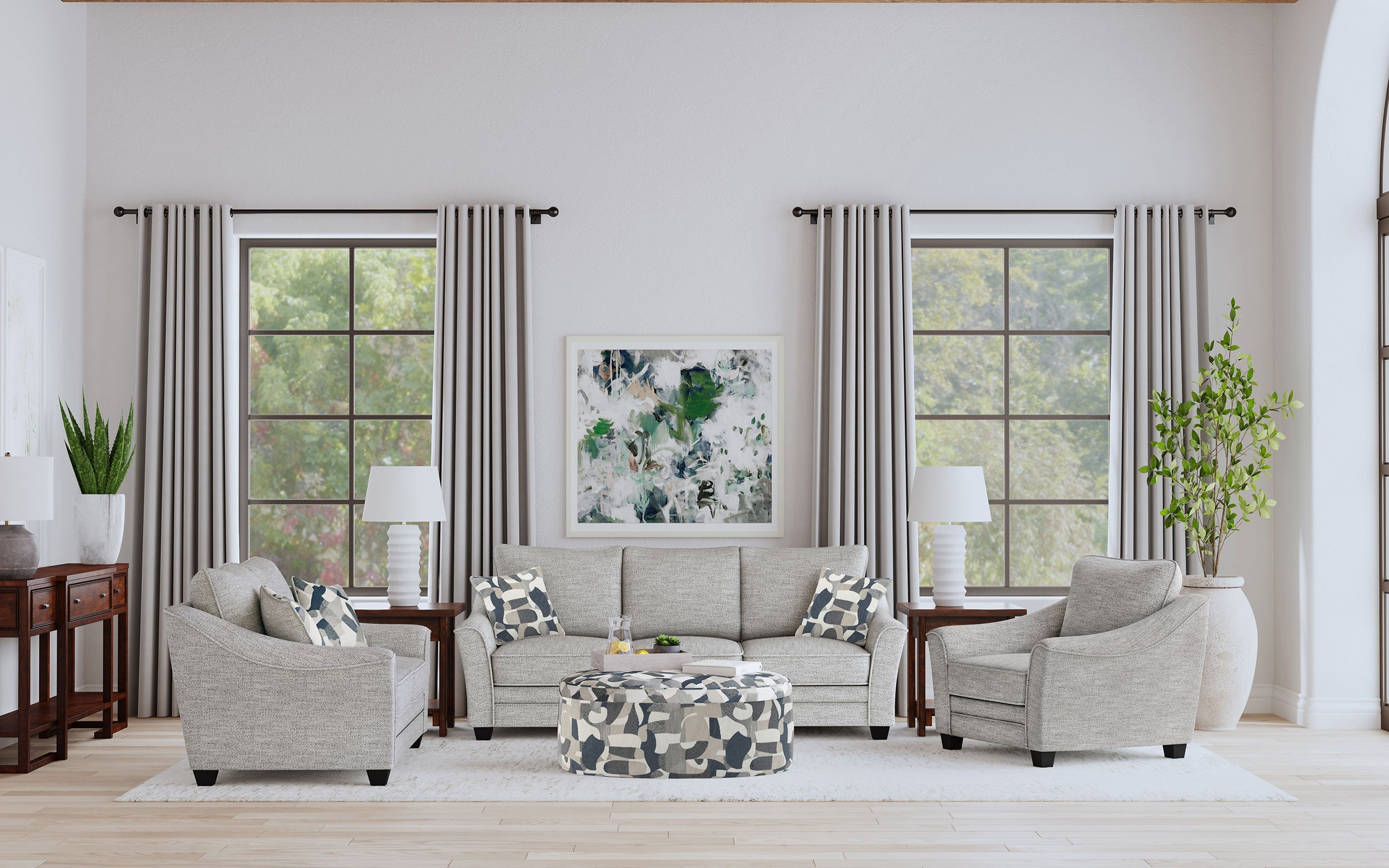 Tomkins 3-piece Upholstered Sofa Set Light Grey