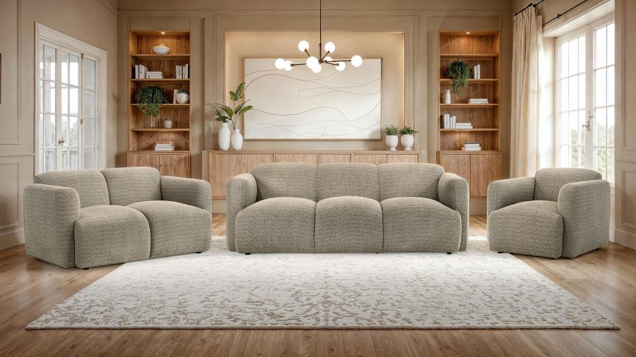 Dorset 3-piece Upholstered Round Track Arm Sofa Set In Brown