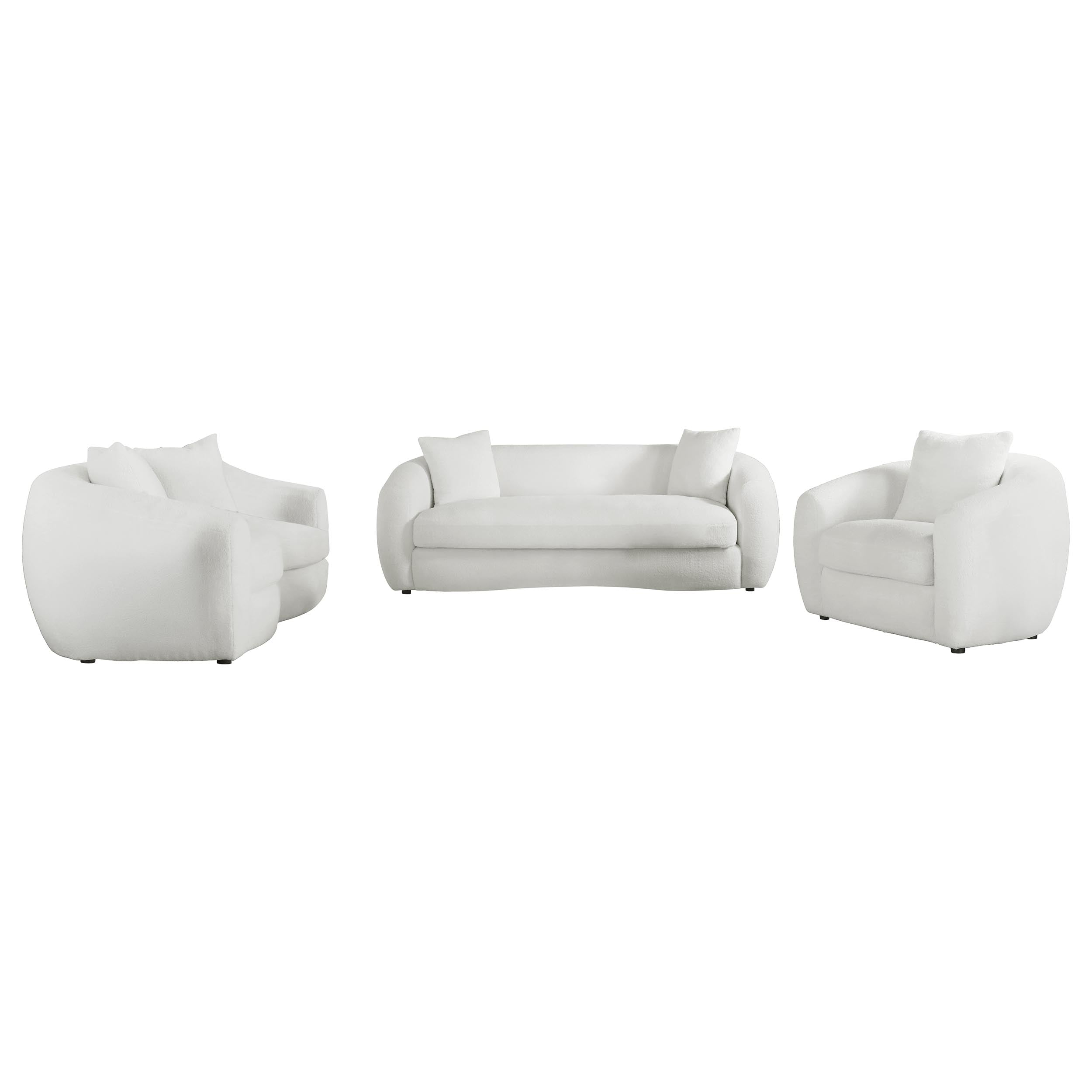 Isabella 3-piece Faux Sheepskin Upholstered Sofa Set In Natural