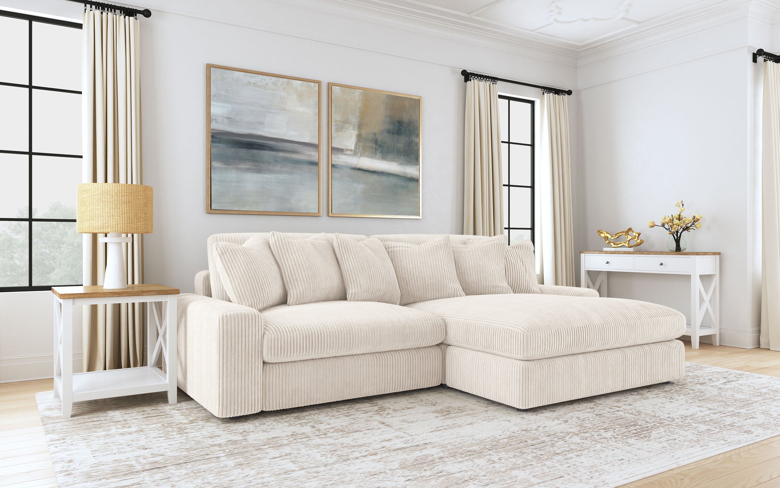 Blaine Upholstered Reversible Chaise Sectional Sofa - Sand