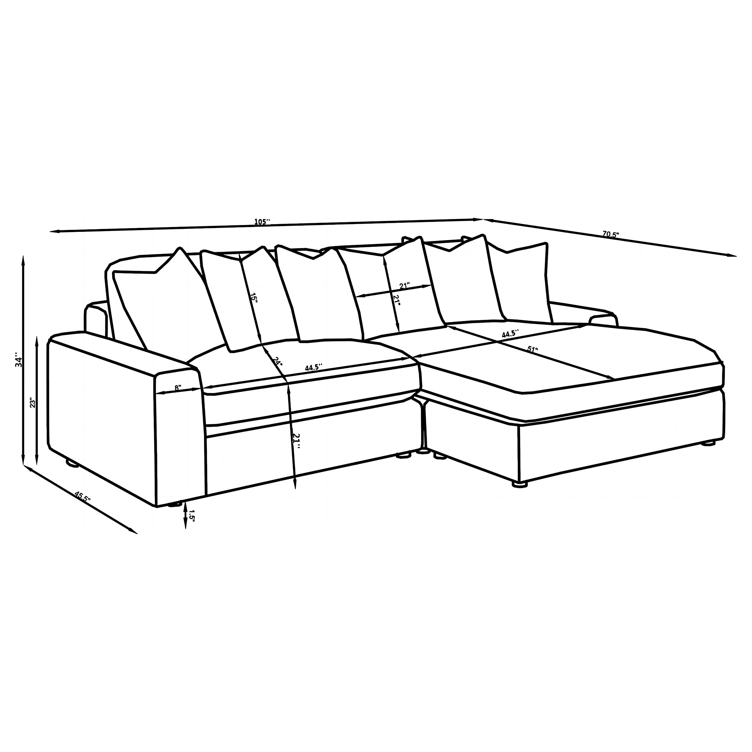Blaine Upholstered Reversible Chaise Sectional Sofa - Sand