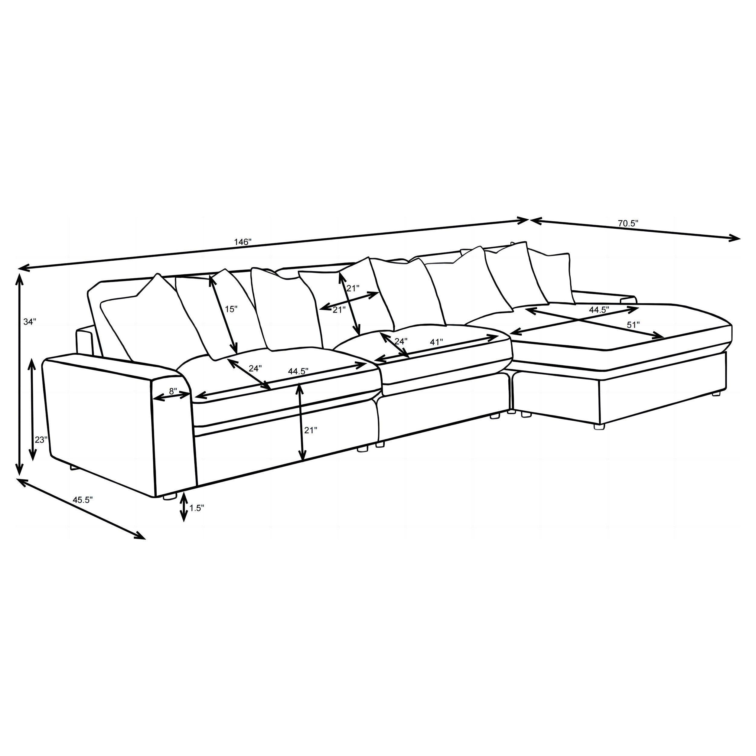 Blaine Upholstered Reversible Chaise Sectional Sofa - Fog