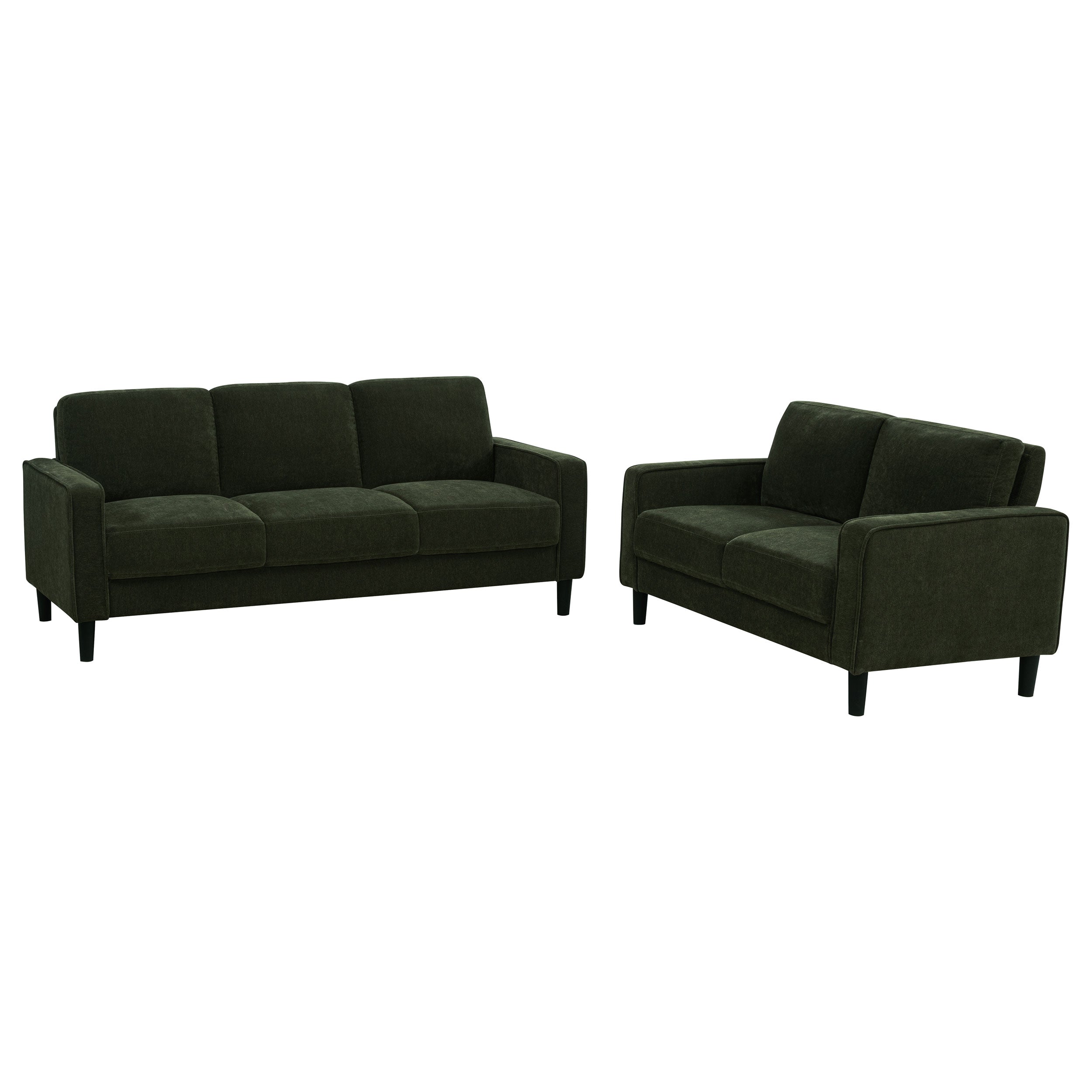 Ruth 2-piece Fabric Upholstered Track Arm Sofa Set Matcha