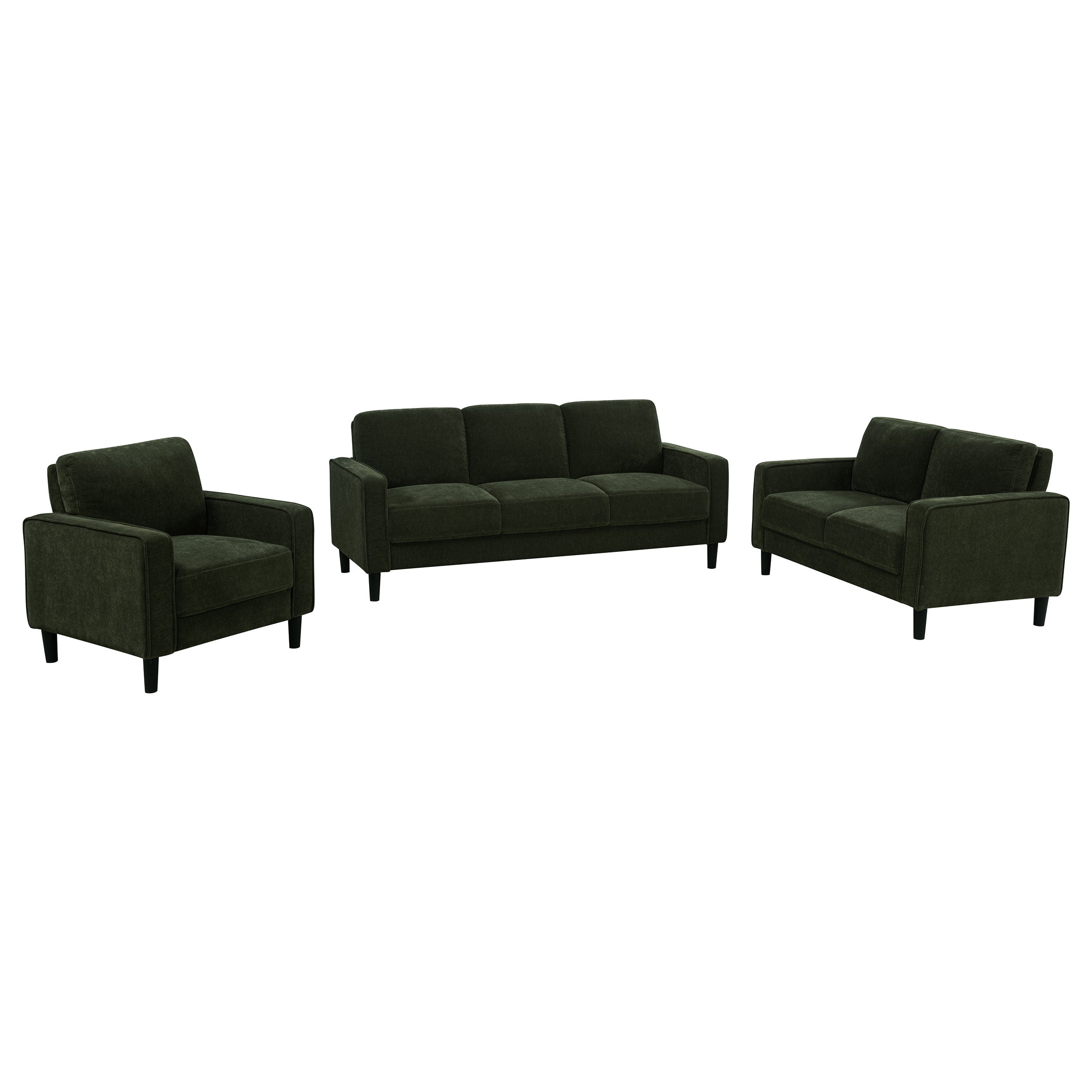 Ruth 3-piece Fabric Upholstered Track Arm Sofa Set Matcha