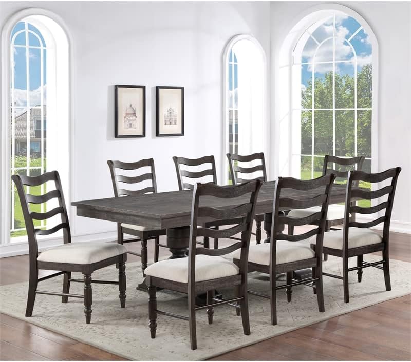 Hutchins Washed Espresso Wood 9-piece Dining Set