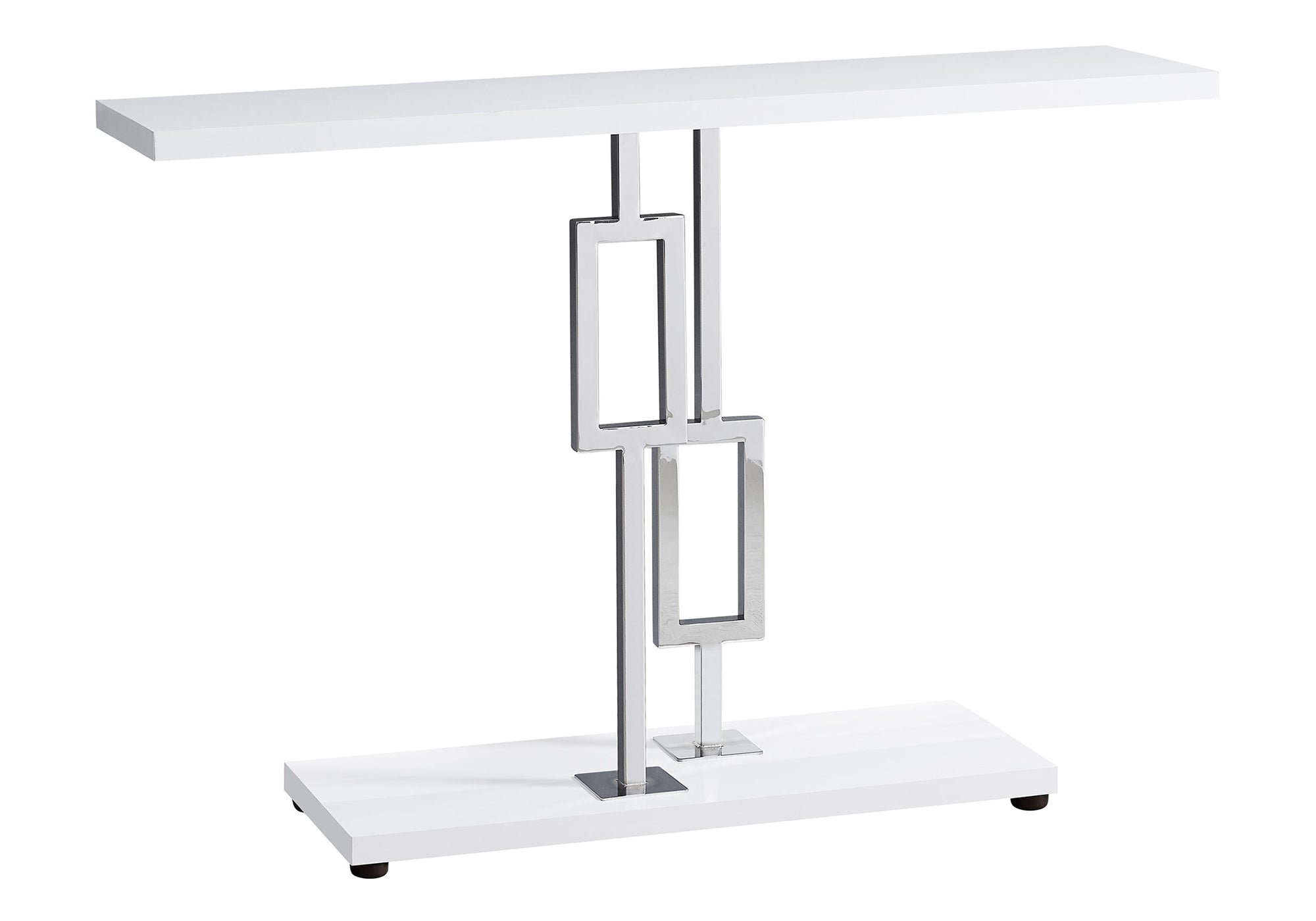 Glossy White Accent Sofa Hall Entryway Console Table with Geometric Base