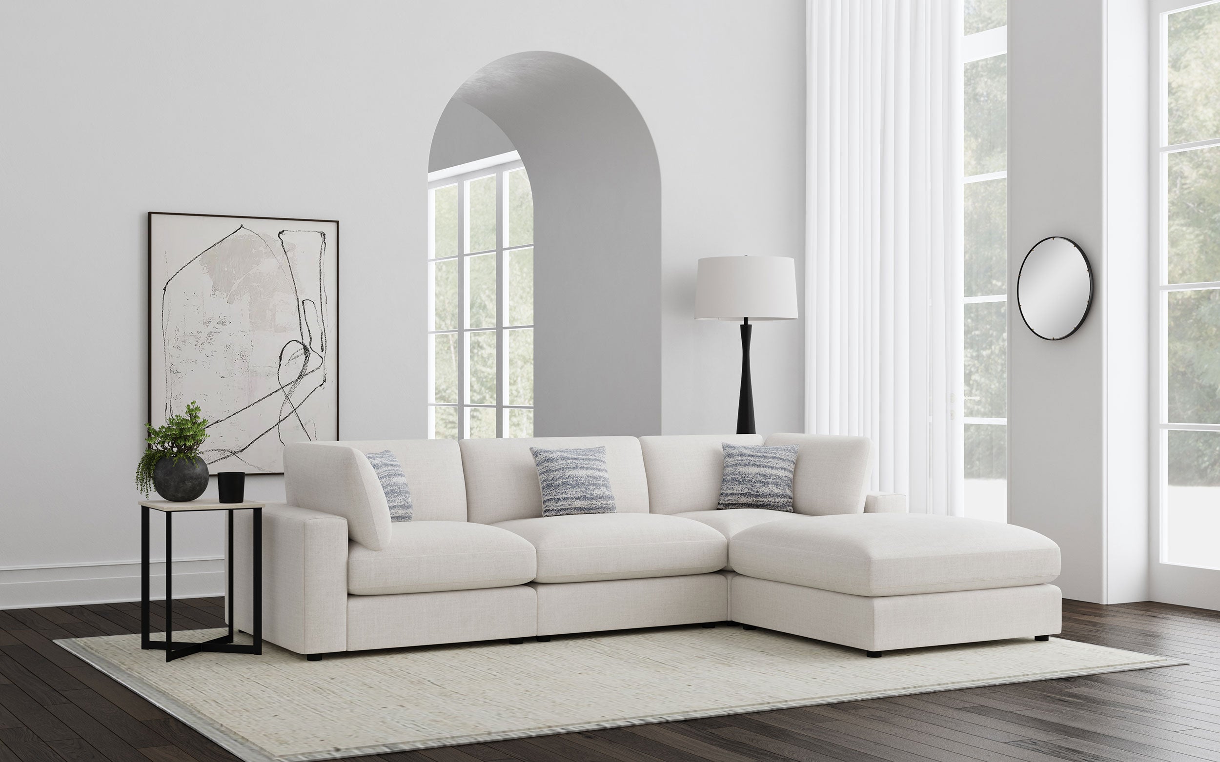 Serene Upholstered Modular Sectional Sofa - Beige (551321-SETB)