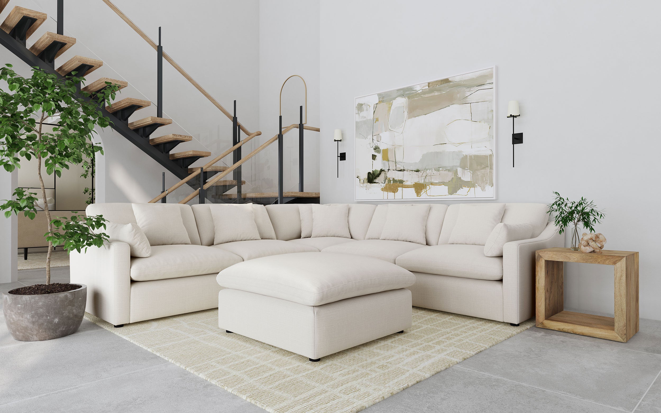 Hobson 6-Piece Modular Sectional Sofa in Ivory