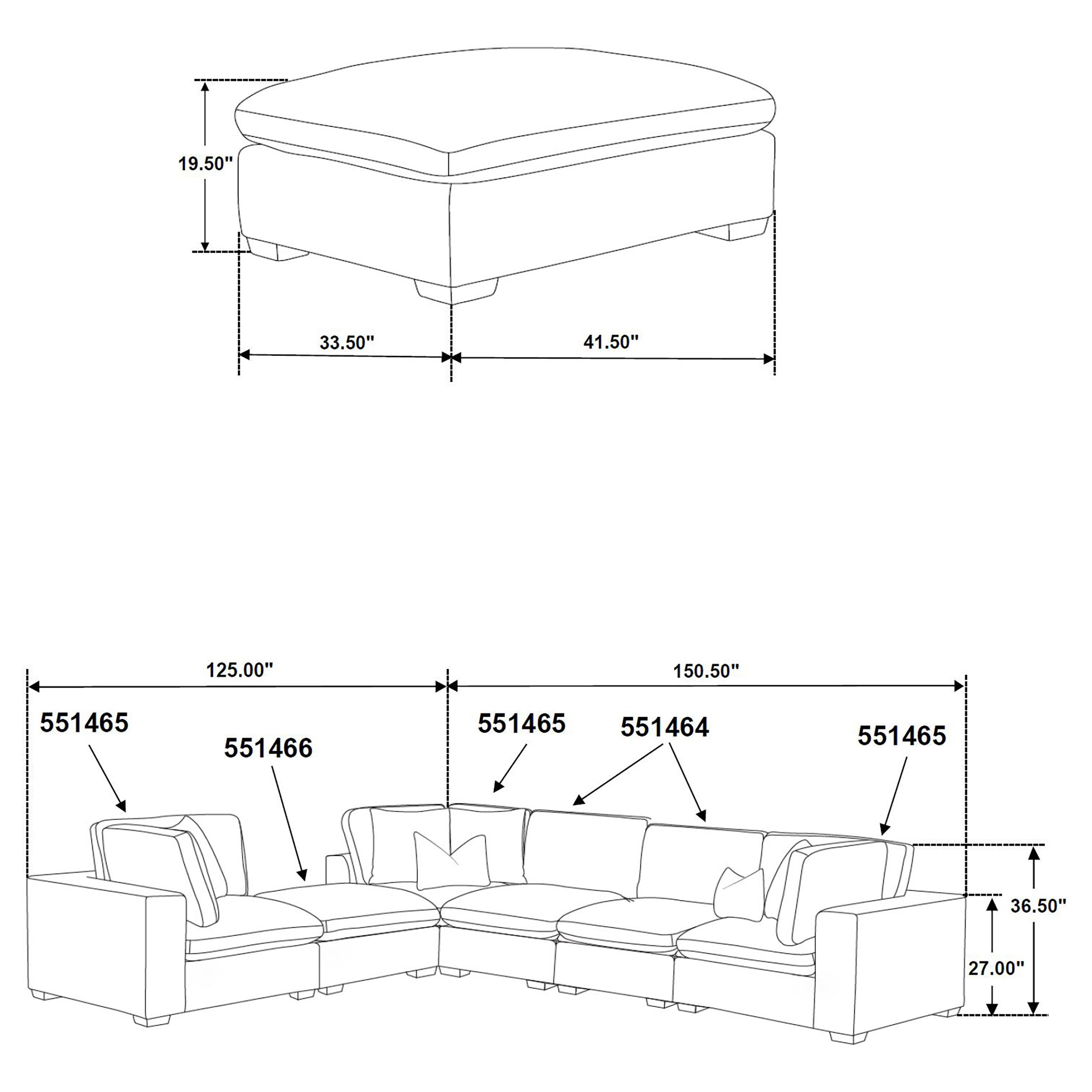 Lakeview Upholstered Modular Sectional Chocolate - Dark Chocolate (551464-SETA)