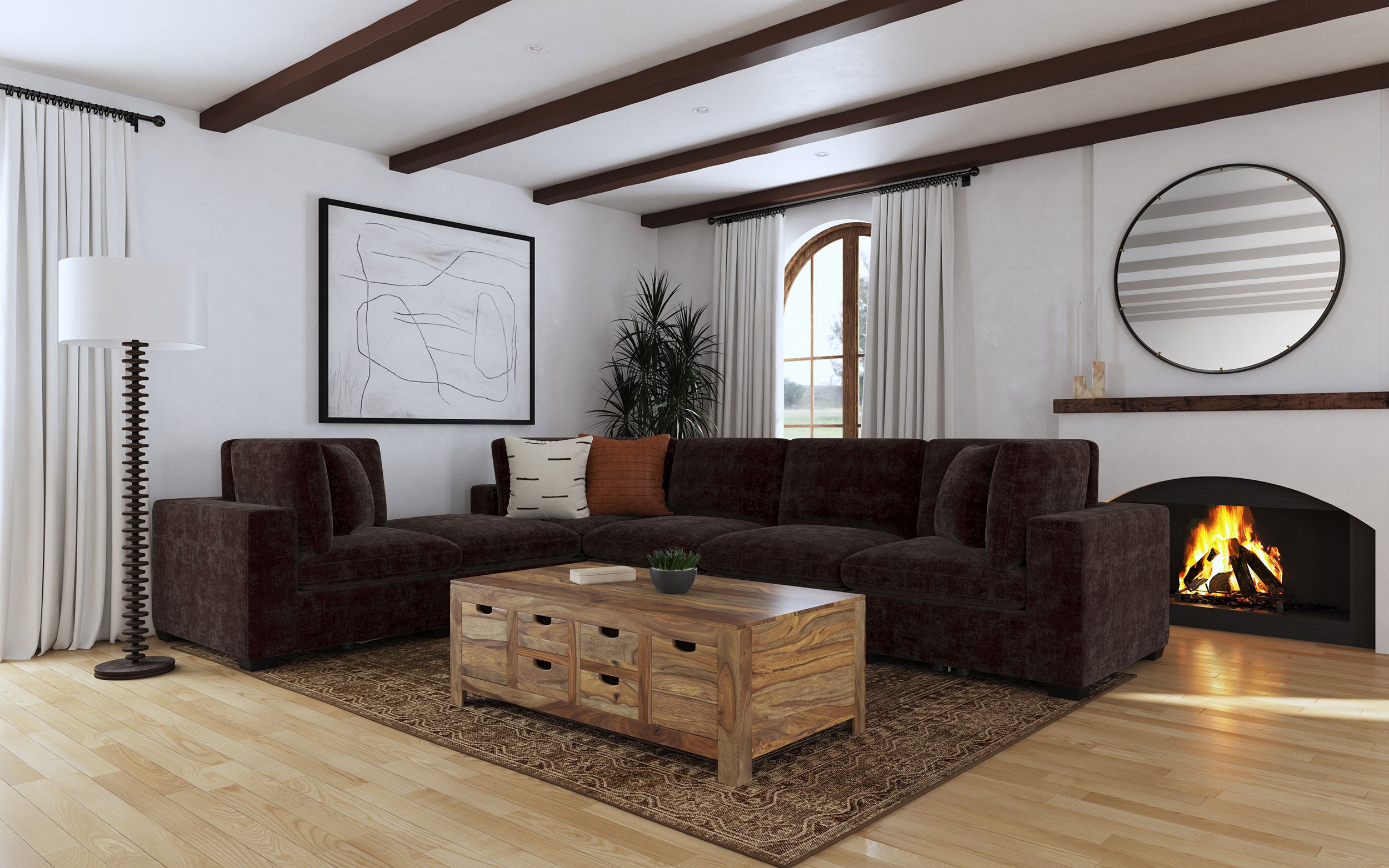 Lakeview Upholstered Modular Sectional Chocolate - Dark Chocolate