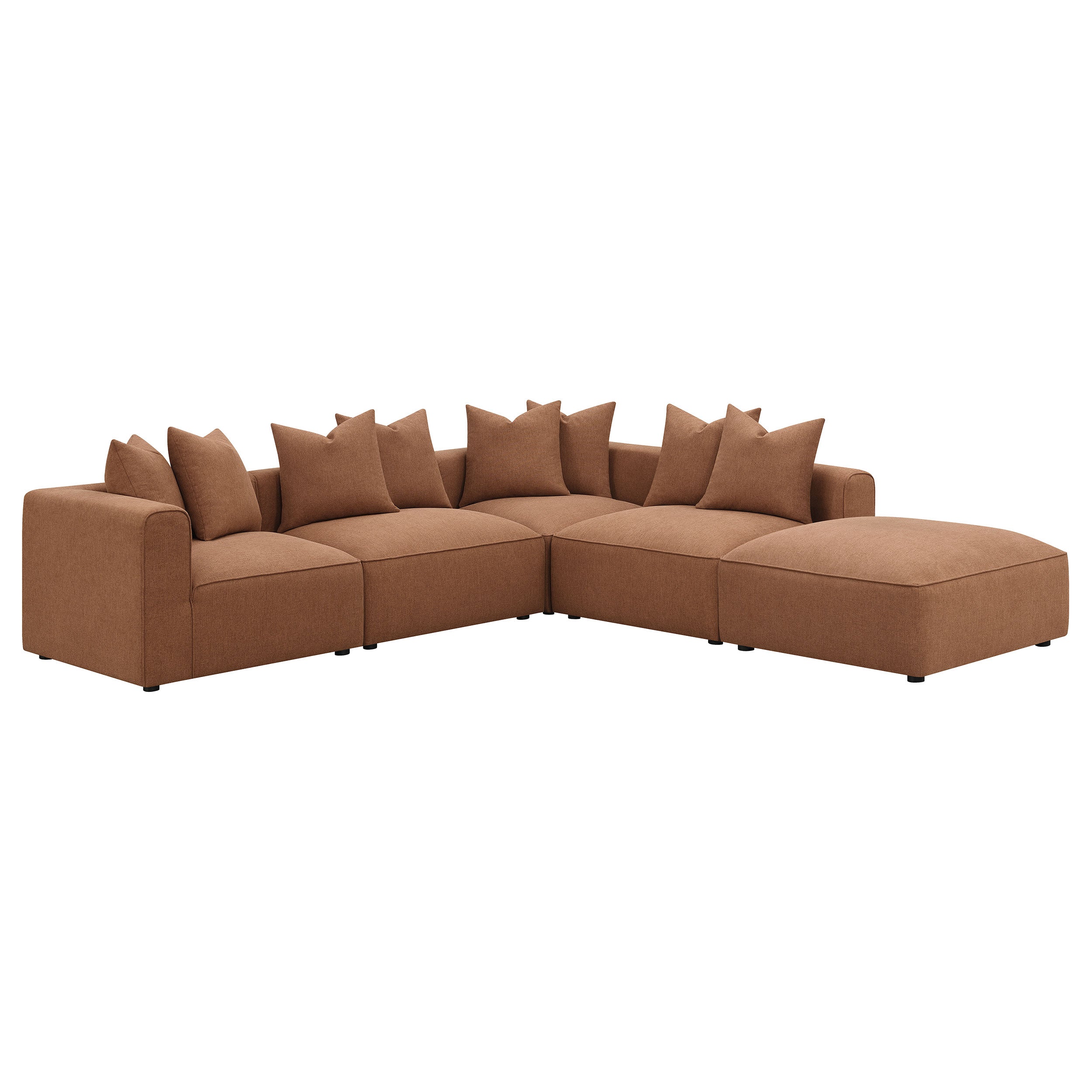 Jennifer 6 Piece Upholstered Modular Sectional Sofa - Terracotta