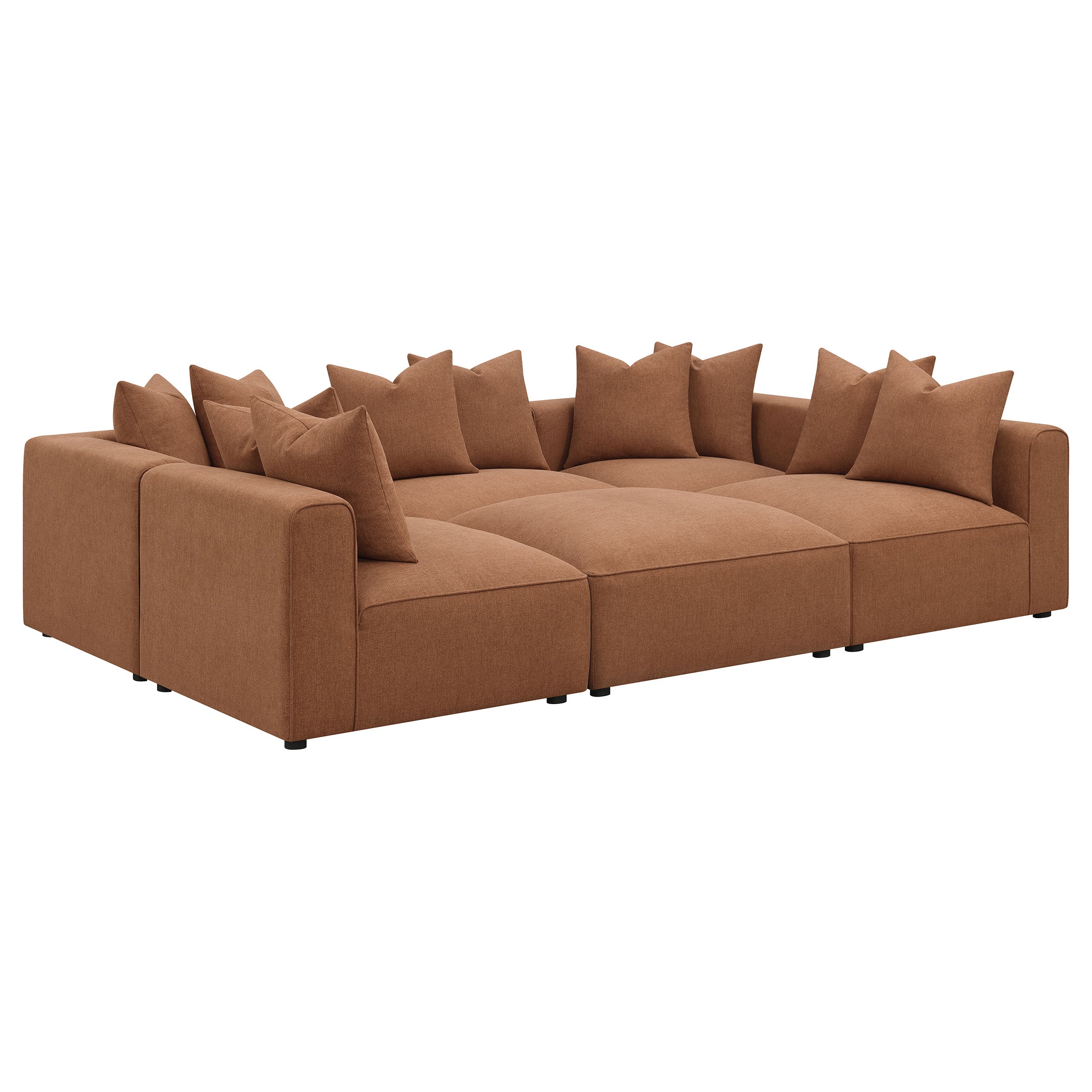Jennifer 6 Piece Upholstered Modular Sectional Sofa - Terracotta
