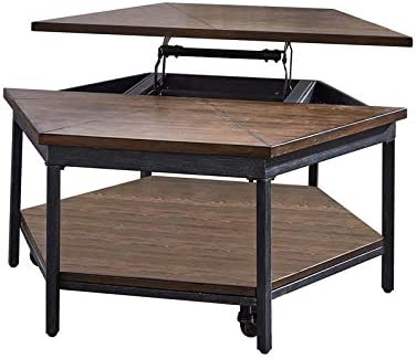 Ultimo Rustic Hexagon Lift-Top Cocktail Table With Casters