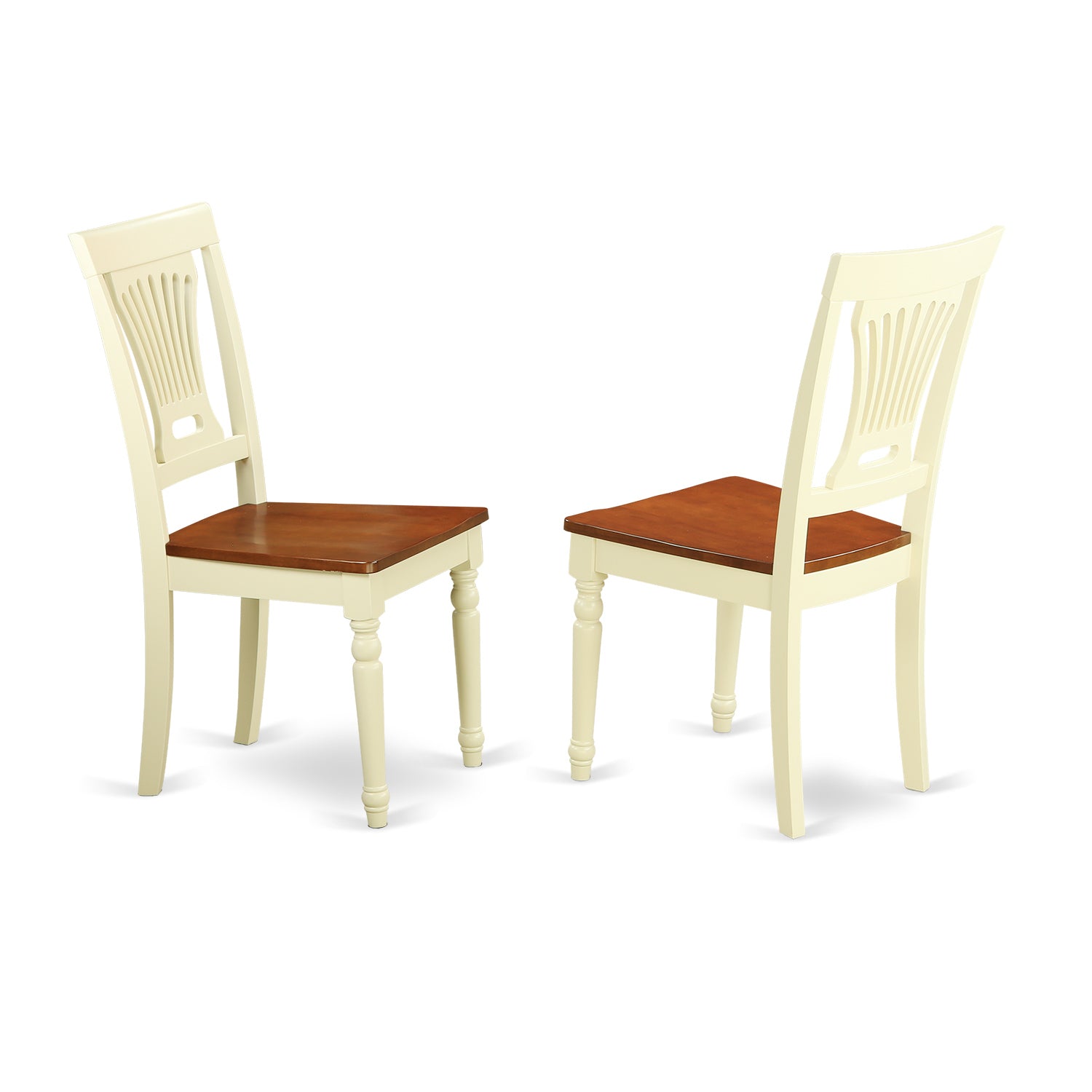 PVC-WHI-W Plainville Kitchen dining Chair Wood Seat - Buttermilk and Cherry Finish