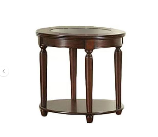 Granvia Traditional End table with Glass Top In Deep Charry