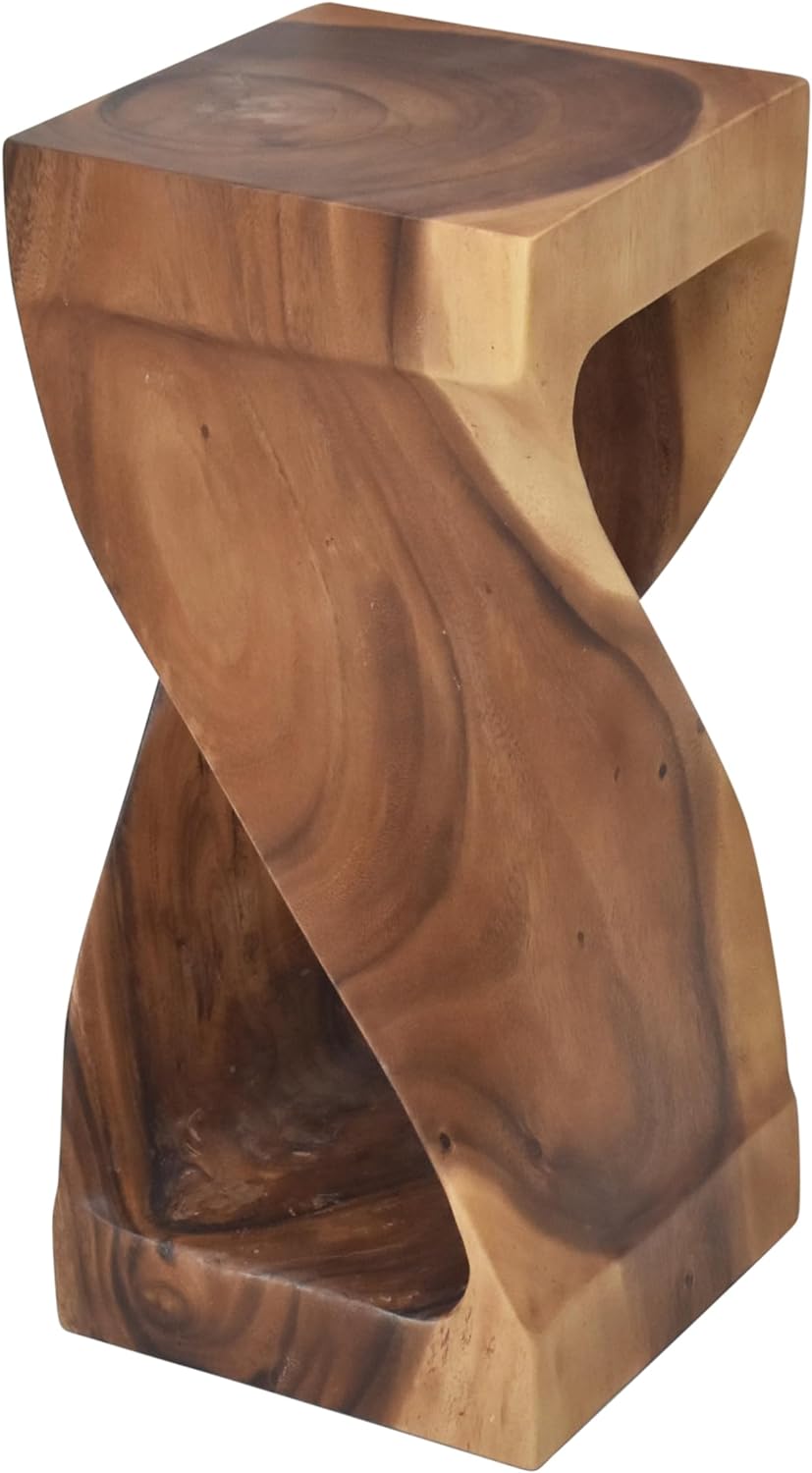 Solana Solid Wood Accent Side End Table in Natural Glaze